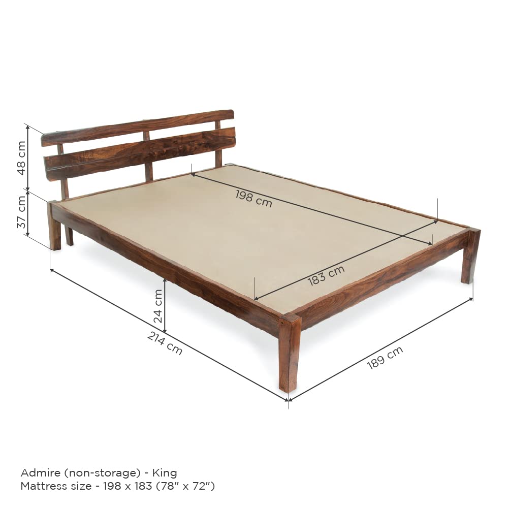 Amira Sheesham Wood bed Without Storage Bed in Honey oak finish by Rajwada - Rajwada Furnish