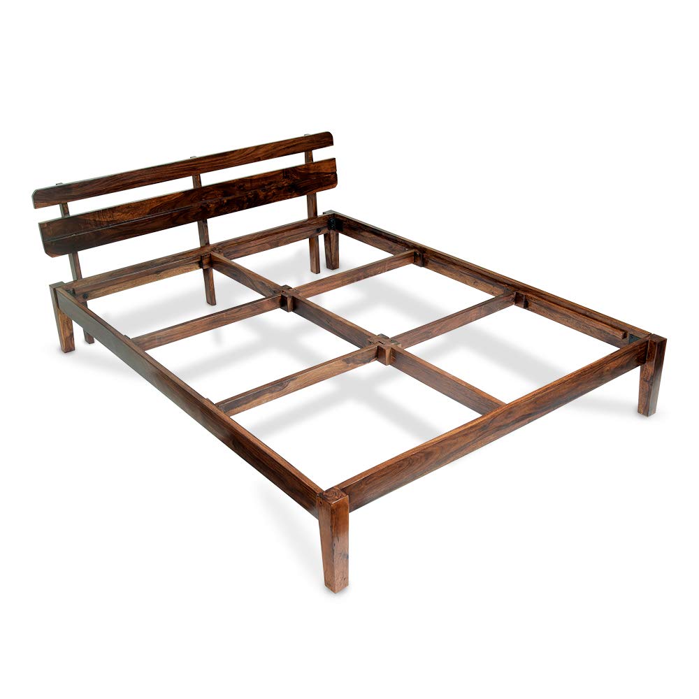 Amira Sheesham Wood bed Without Storage Bed in Honey oak finish by Rajwada - Rajwada Furnish