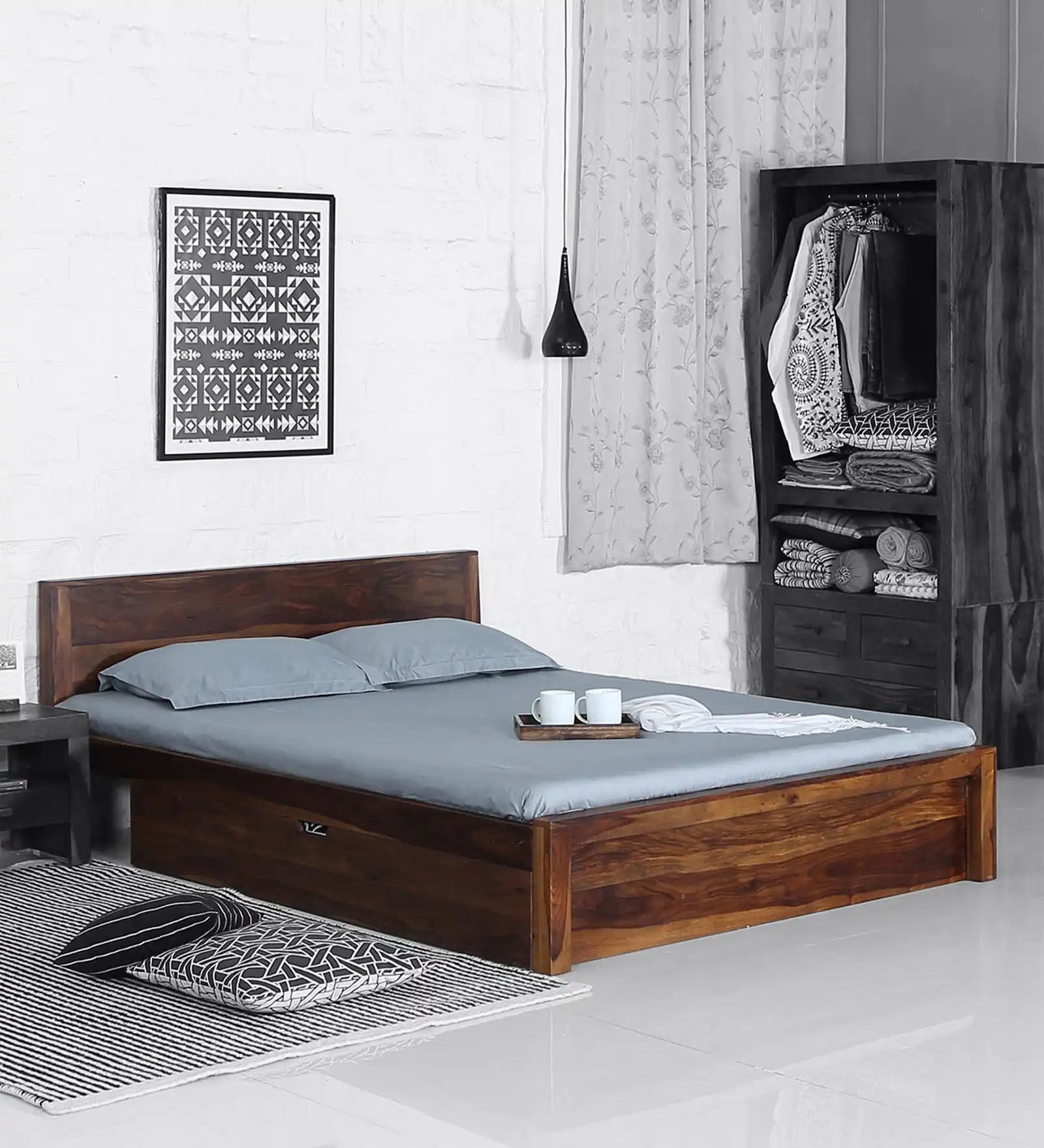 Acro Solid Wood Storage Beds with Drawer