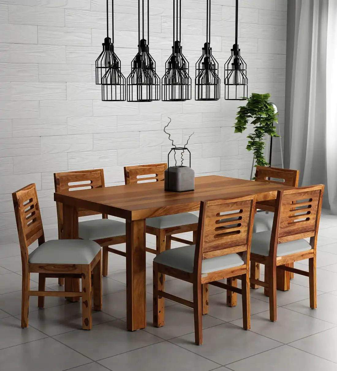 Acro Solid Wood 6 Seater Dining Table Sets