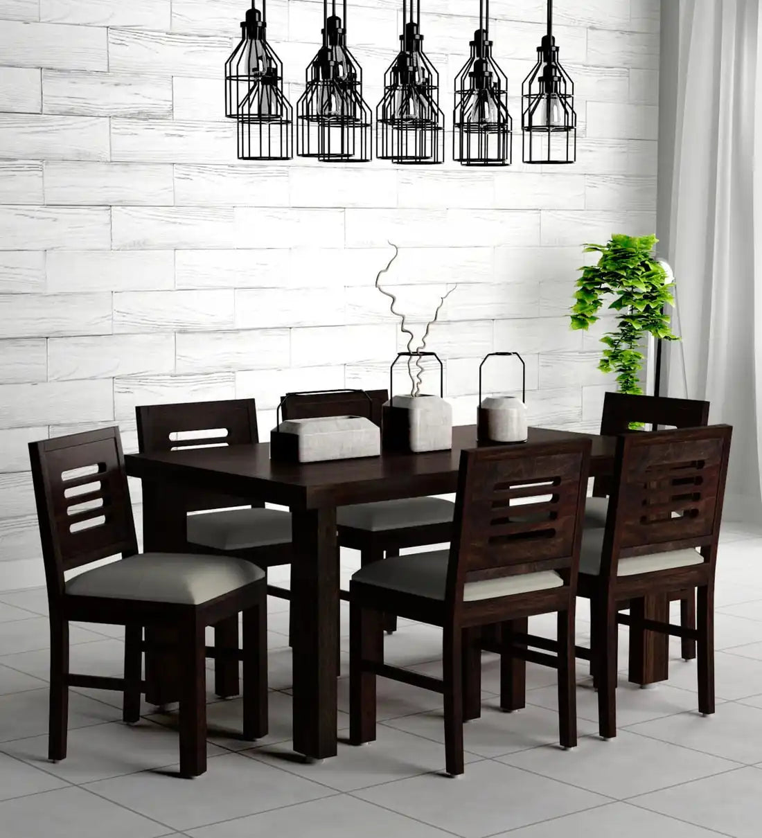 Acro Solid Wood 6 Seater Dining Table Sets