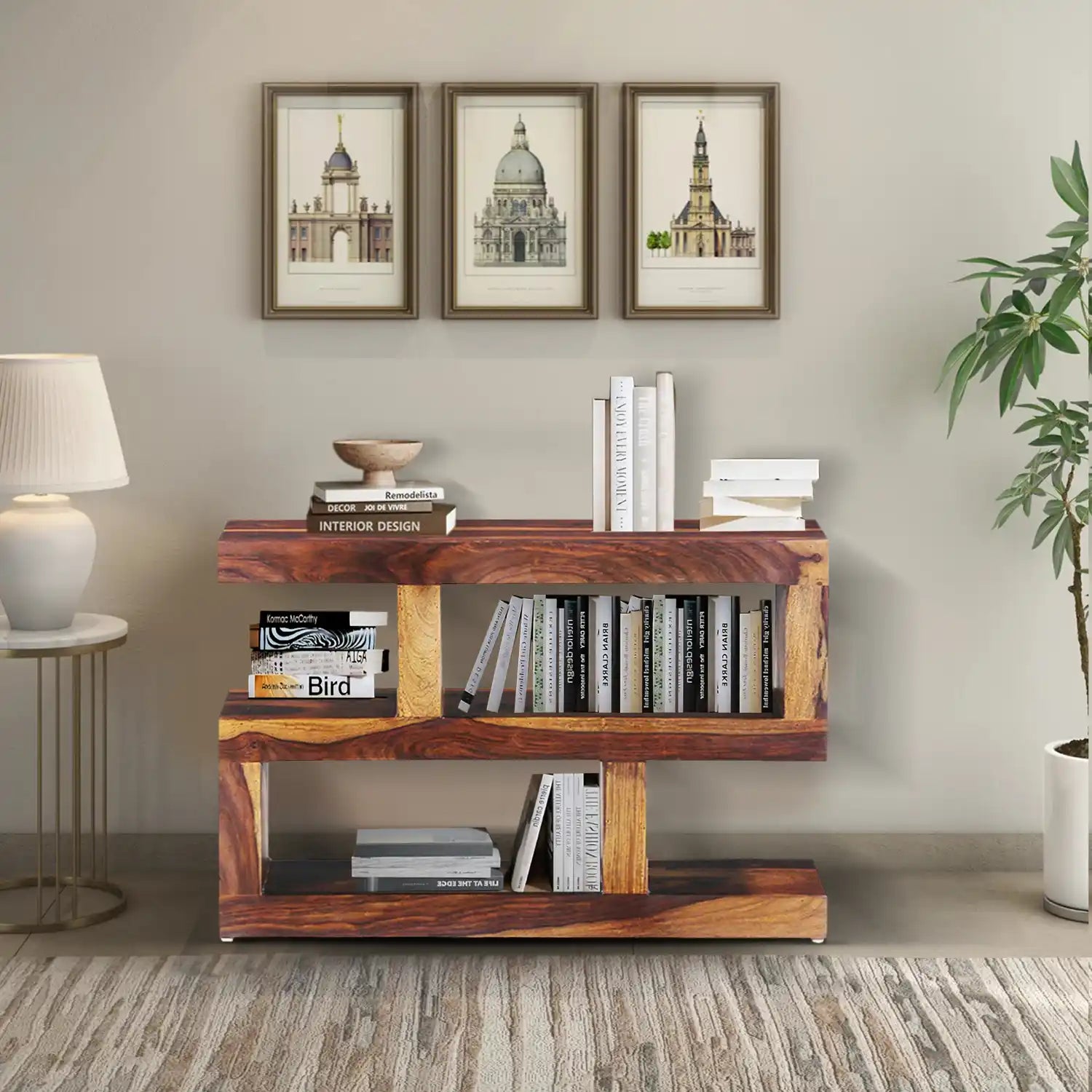 Acro Solid Sheesham Wood Bookshelf