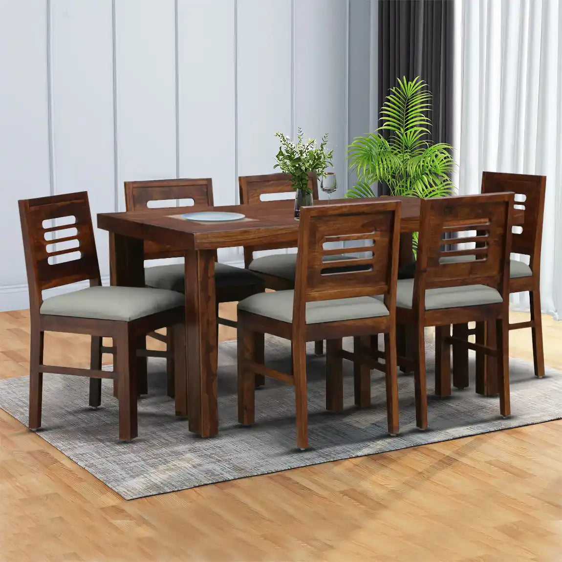 Acro Solid Wood 6 Seater Dining Table Sets