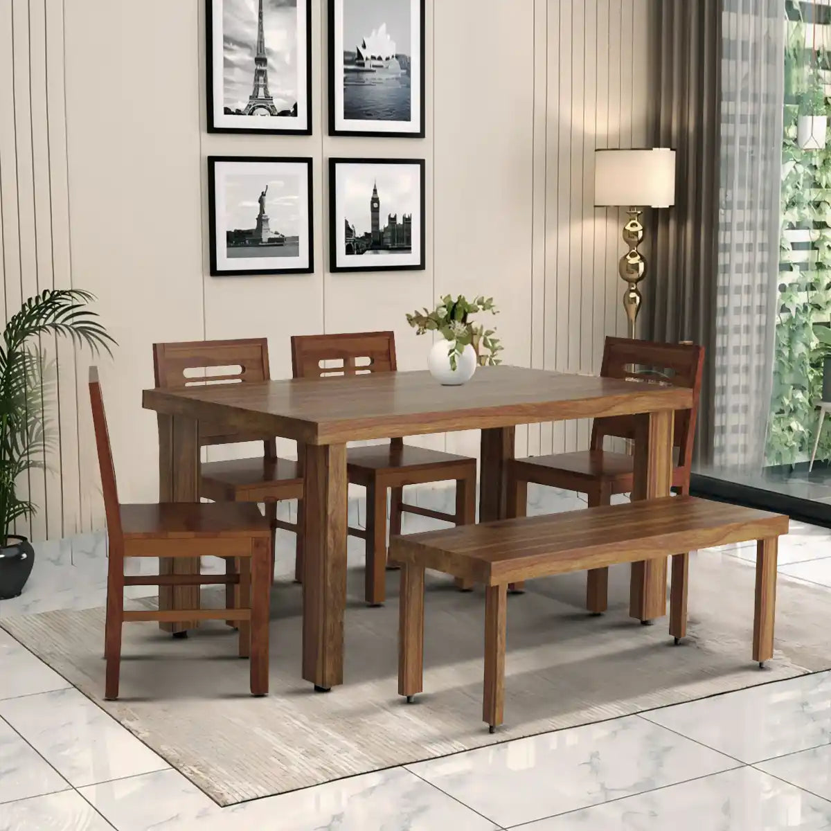 Acro Solid Wood Sheesham 6 Seater Dining Table