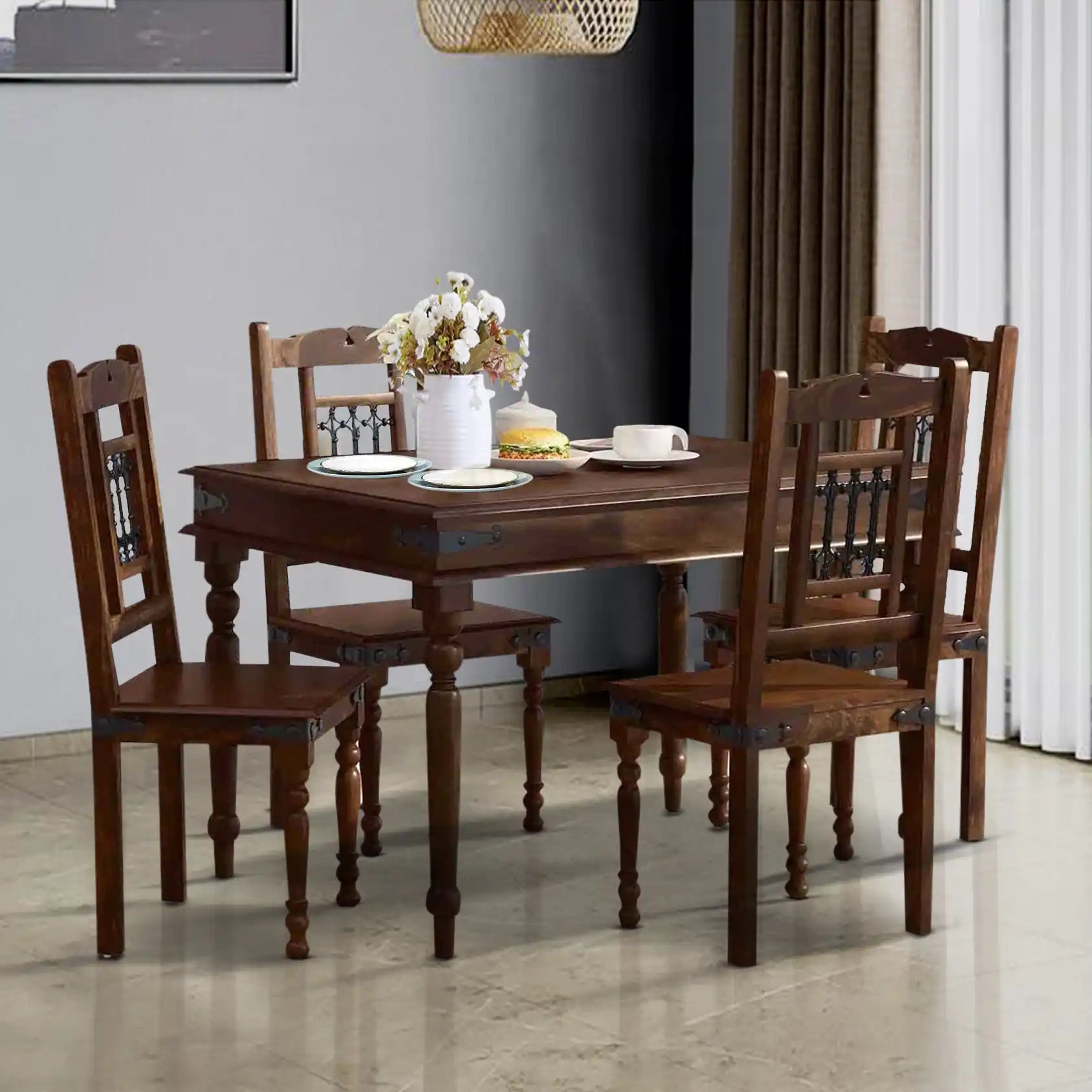 Alford Solid Wood Sheesham 4 Seater Dining Sets