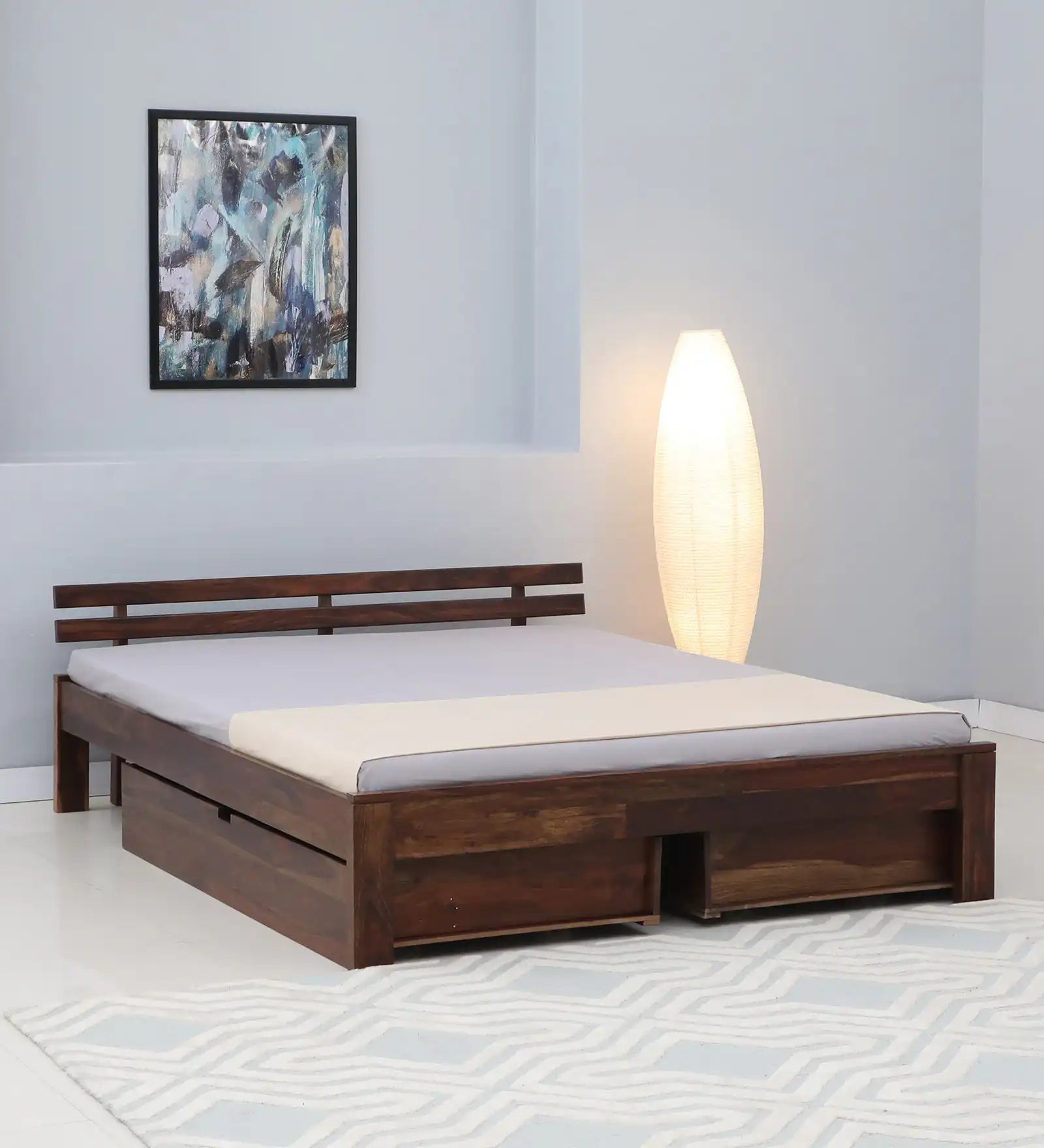 Amol Sheesham Wood Bed With Drawer Storage