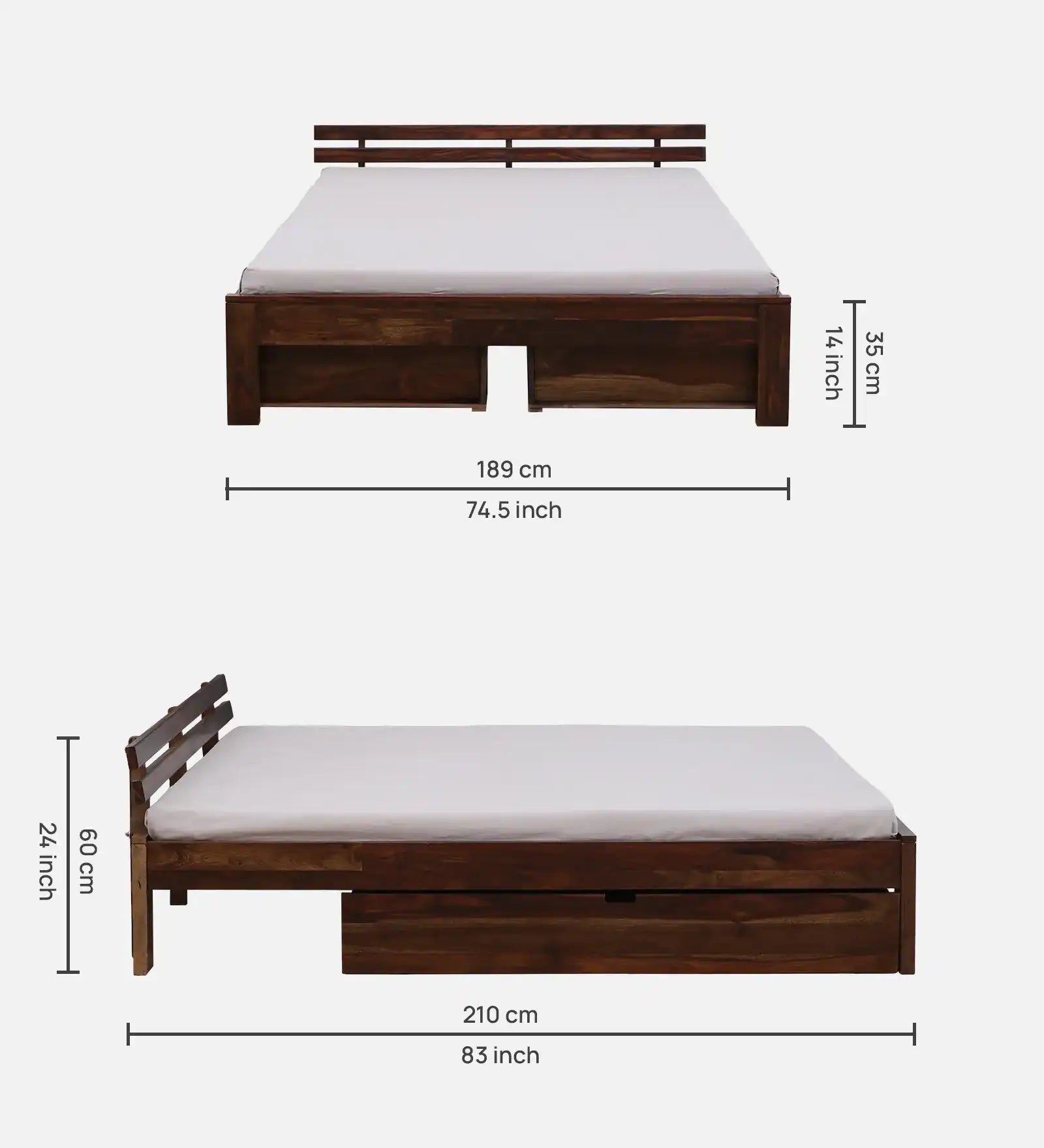 Amol Sheesham Wood Bed With Drawer Storage