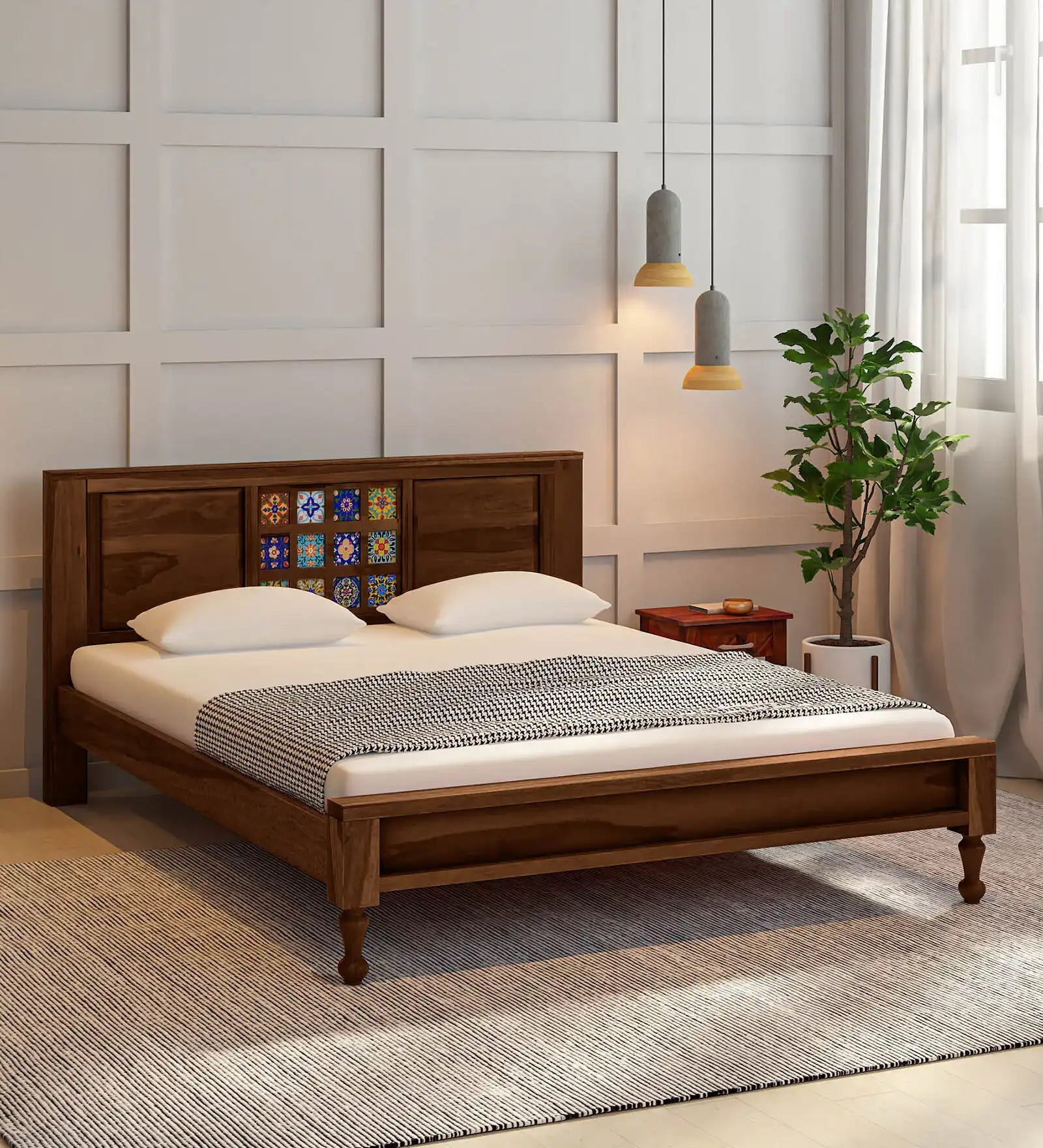 Anamika Contemporary Sheesham Wood Queen Size Beds