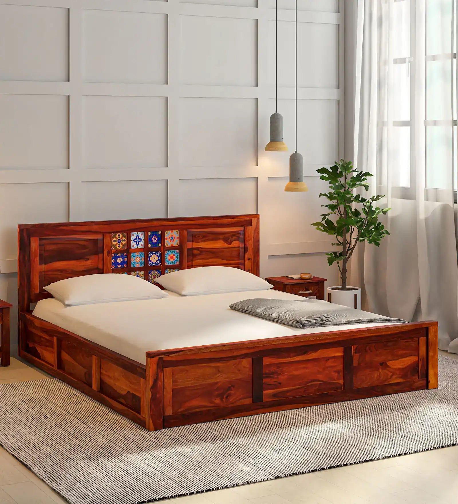 Anamika Solid Sheesham Wood Storage Beds