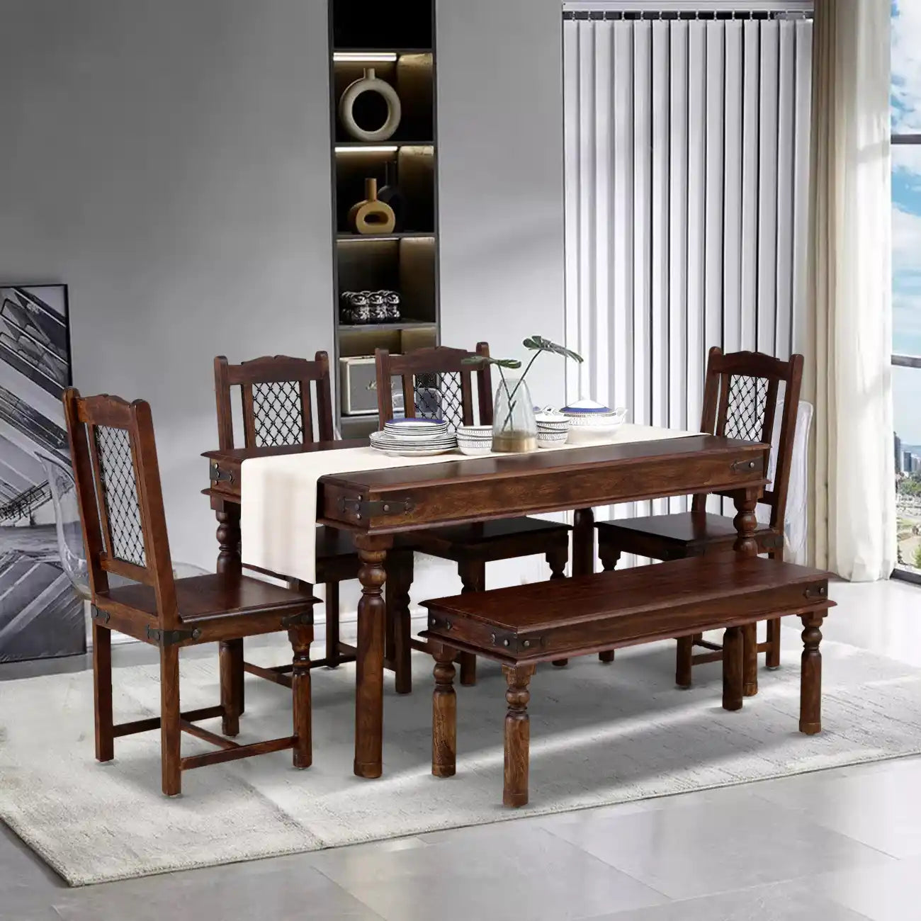 Arjuna Solid Sheesham Wood 6 Seater Dining Table Sets