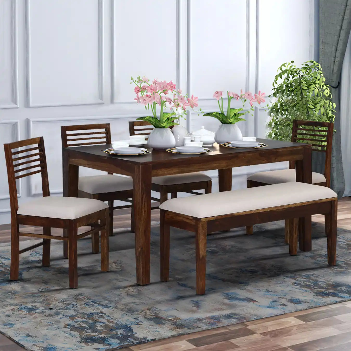 Belfort Solid Sheesham Wood 6 Seater Dining  Table Sets