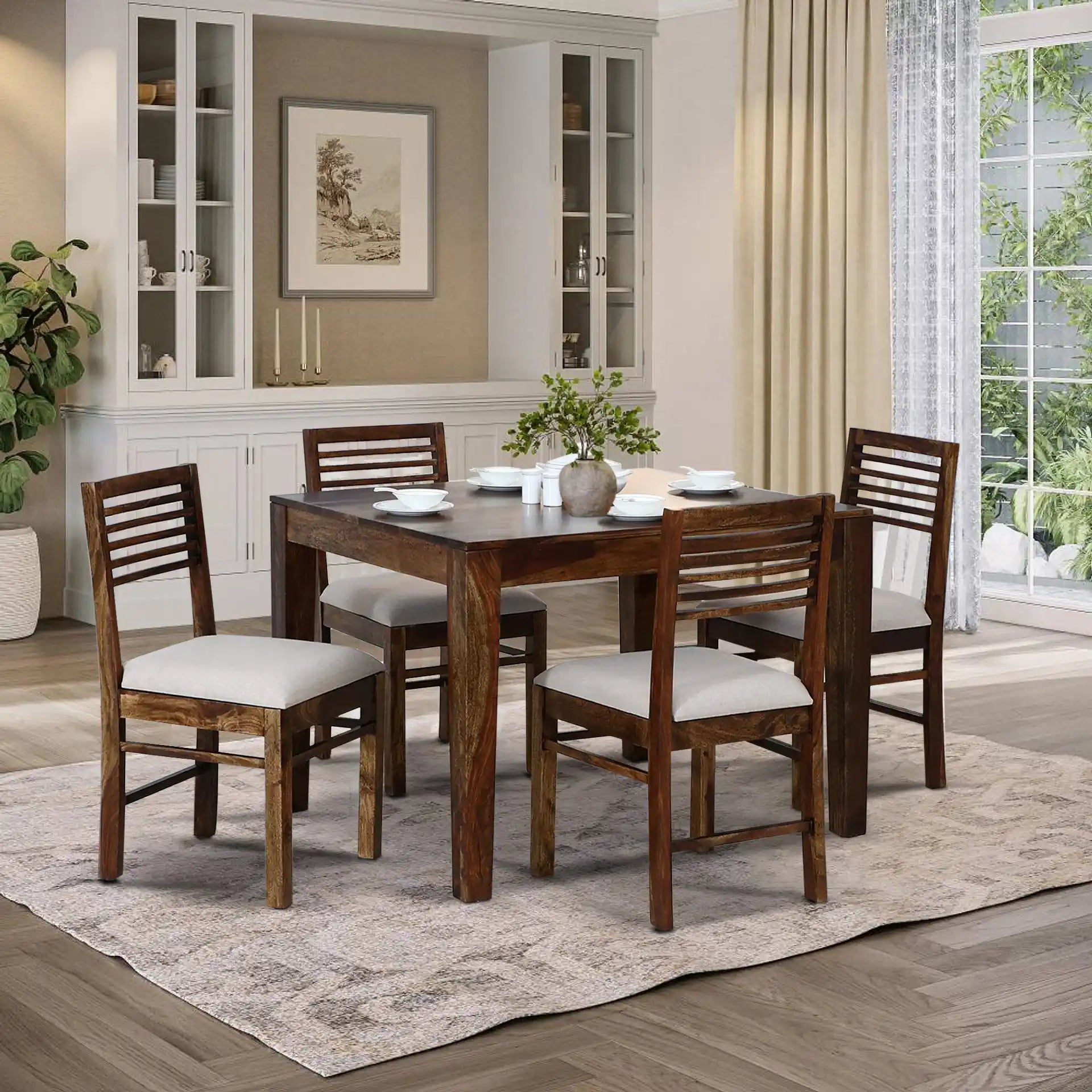 Belfort Solid Wood 4 Seater Dining Table Sets