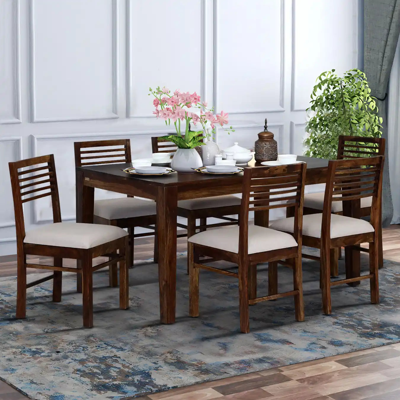 Belfort Solid Wood 6 Seater Dining Table Sets