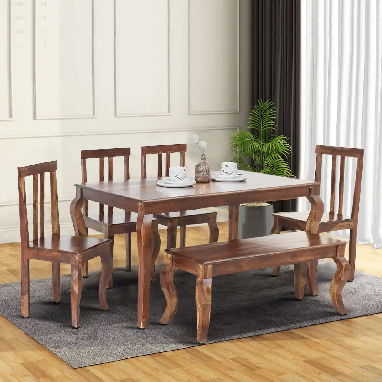 Cairo Solid Wood 6 Seater Dining Table Set