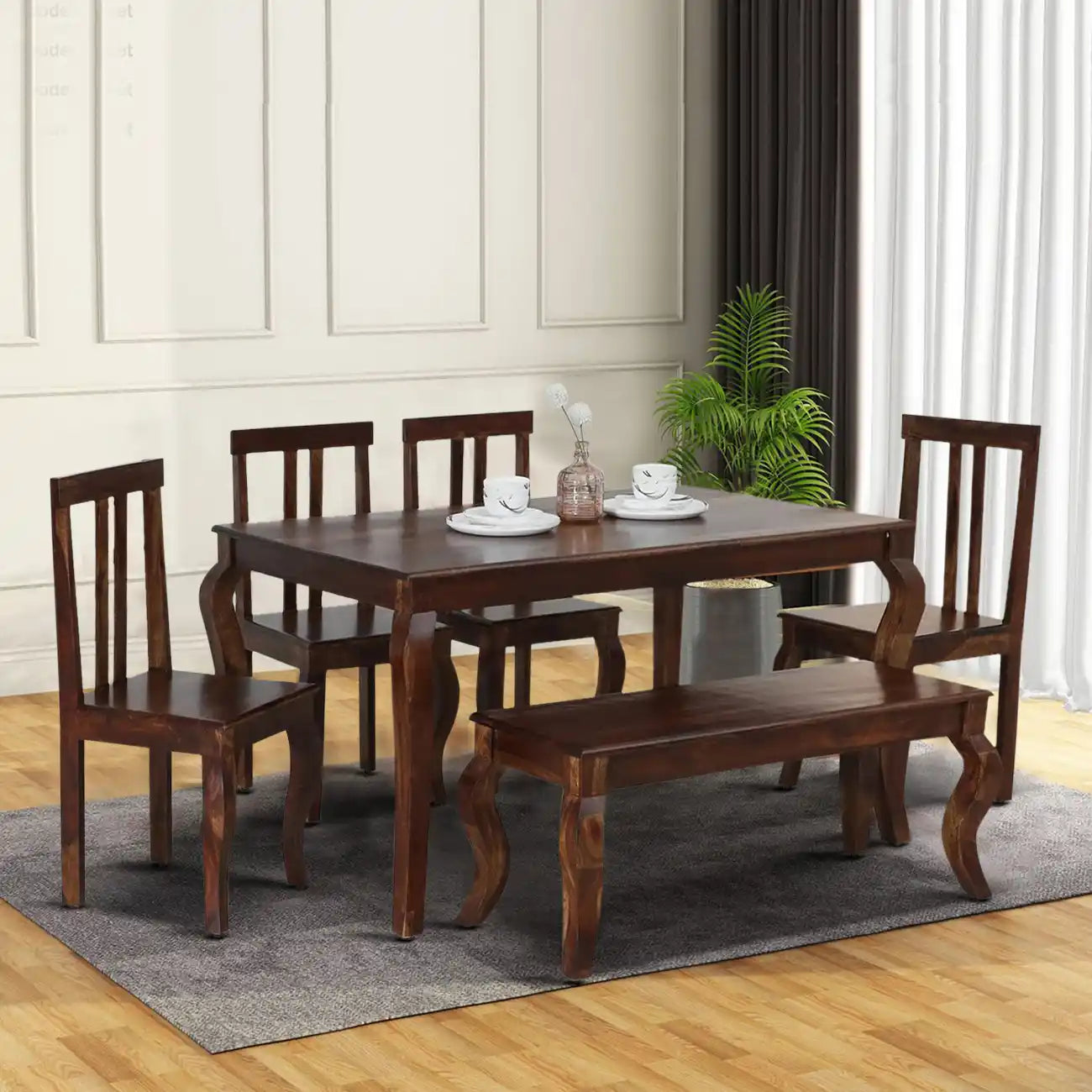 Cairo Solid Wood 6 Seater Dining Table Set