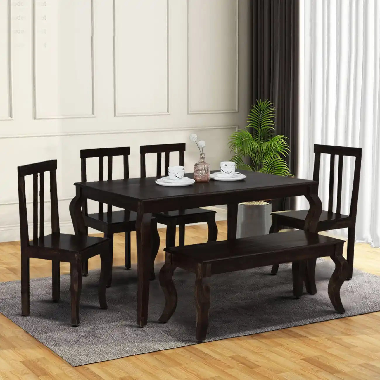 Cairo Solid Wood 6 Seater Dining Table Set