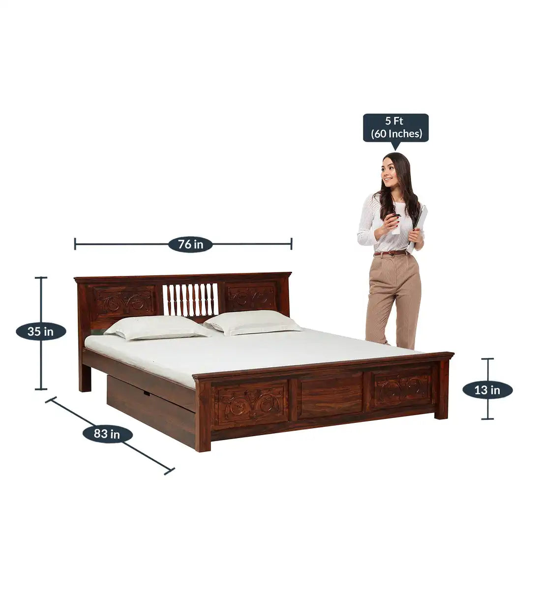 Devanti Traditional Solid Wood King Size Storage Beds