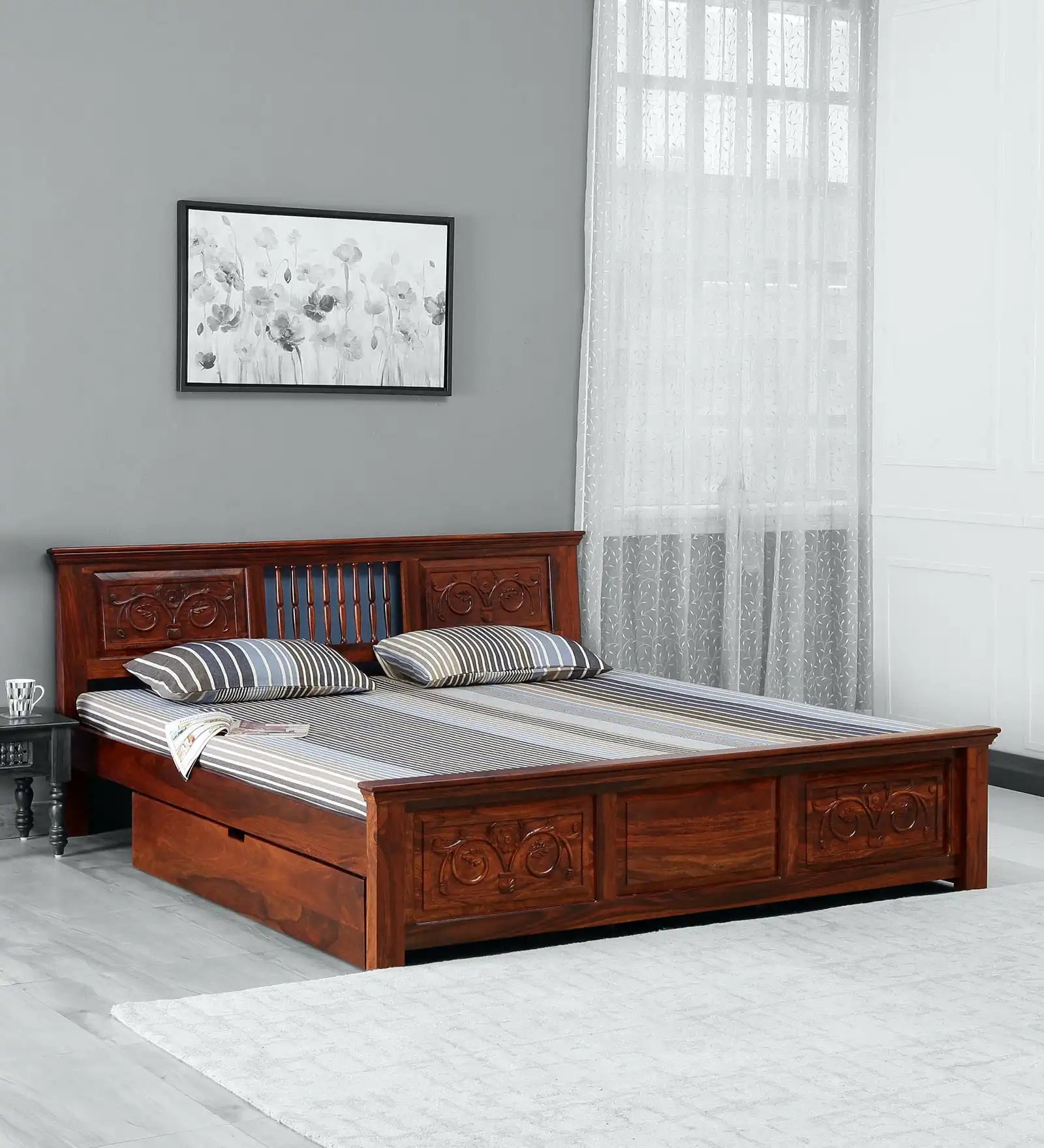 Devanti Traditional Solid Wood King Size Storage Beds