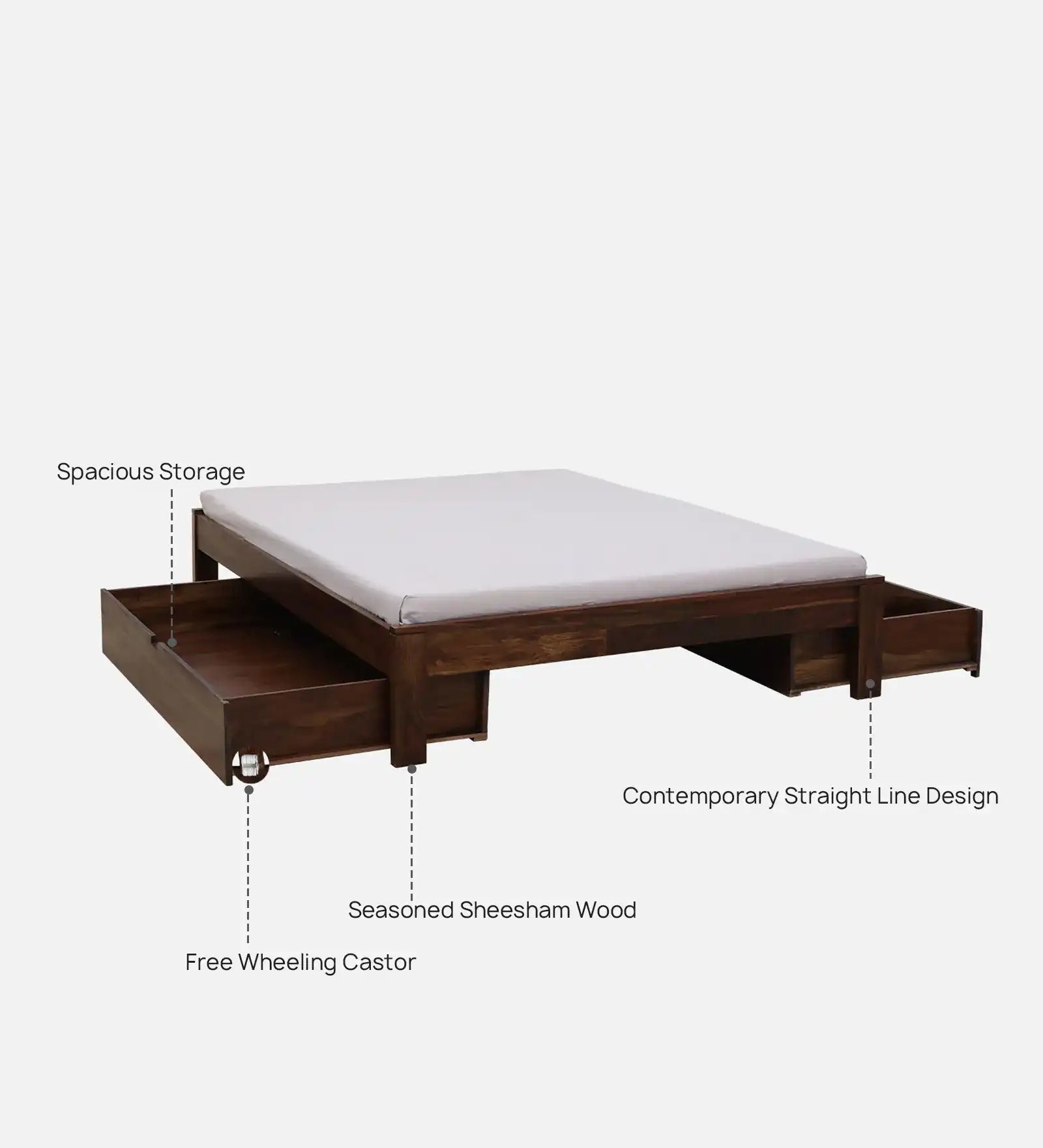 Divyam Sheesham Wood Storage Beds With Drawers