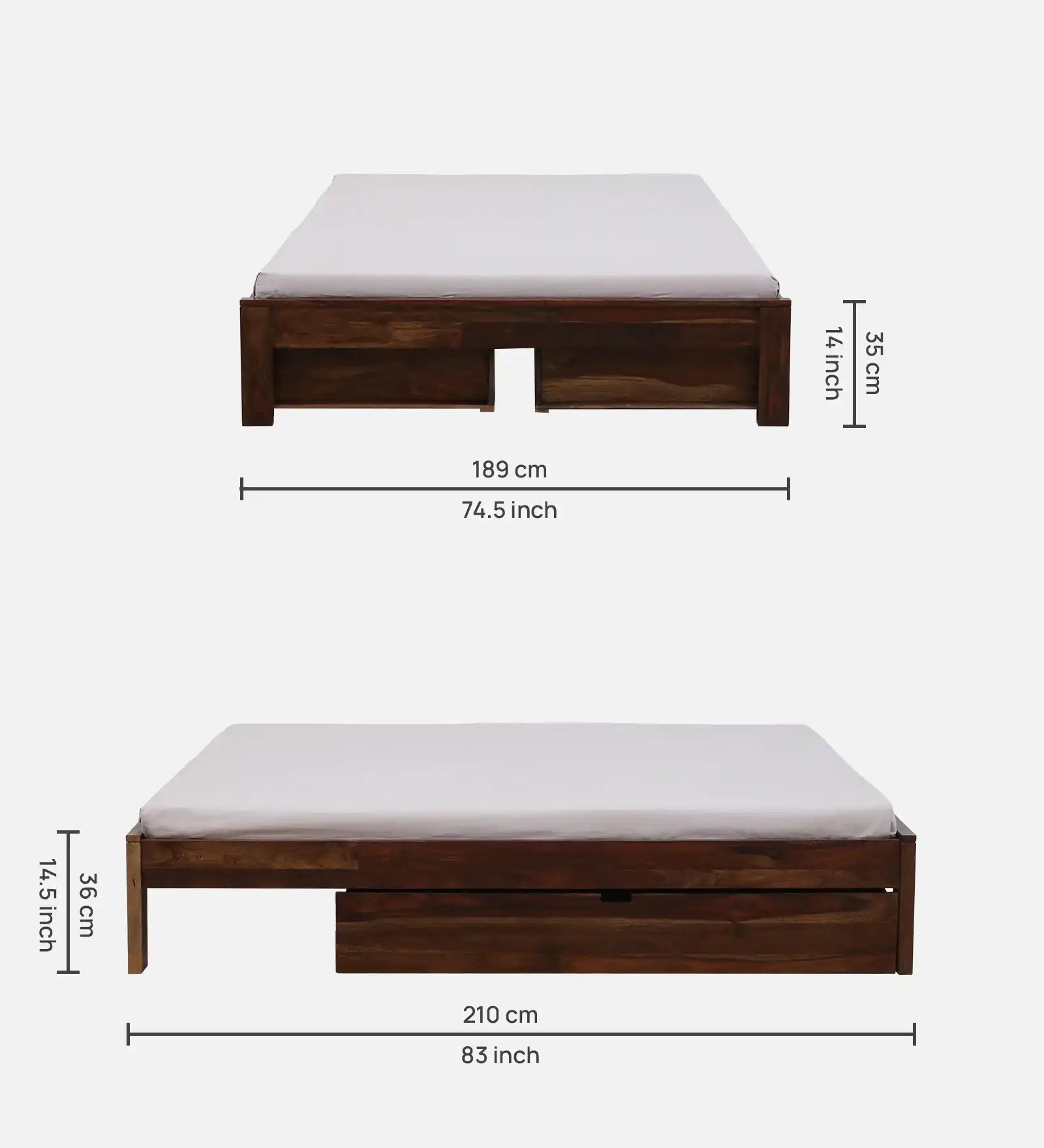 Divyam Sheesham Wood Storage Beds With Drawers