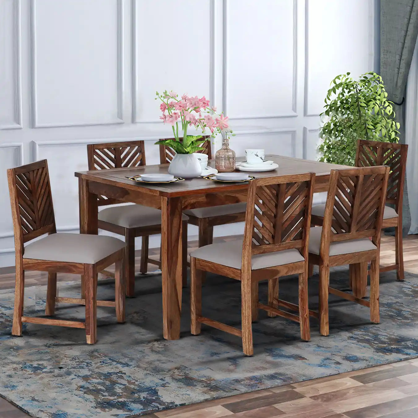 Elista Solid Sheesham Wood 6 Seater Dining Sets