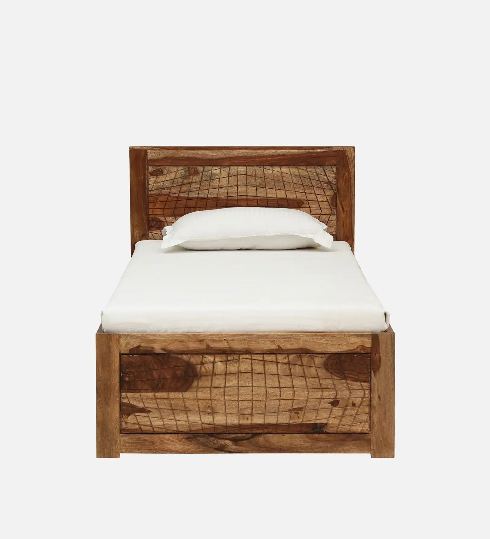 Harmonia Sheesham Wood Single Bed With Storage