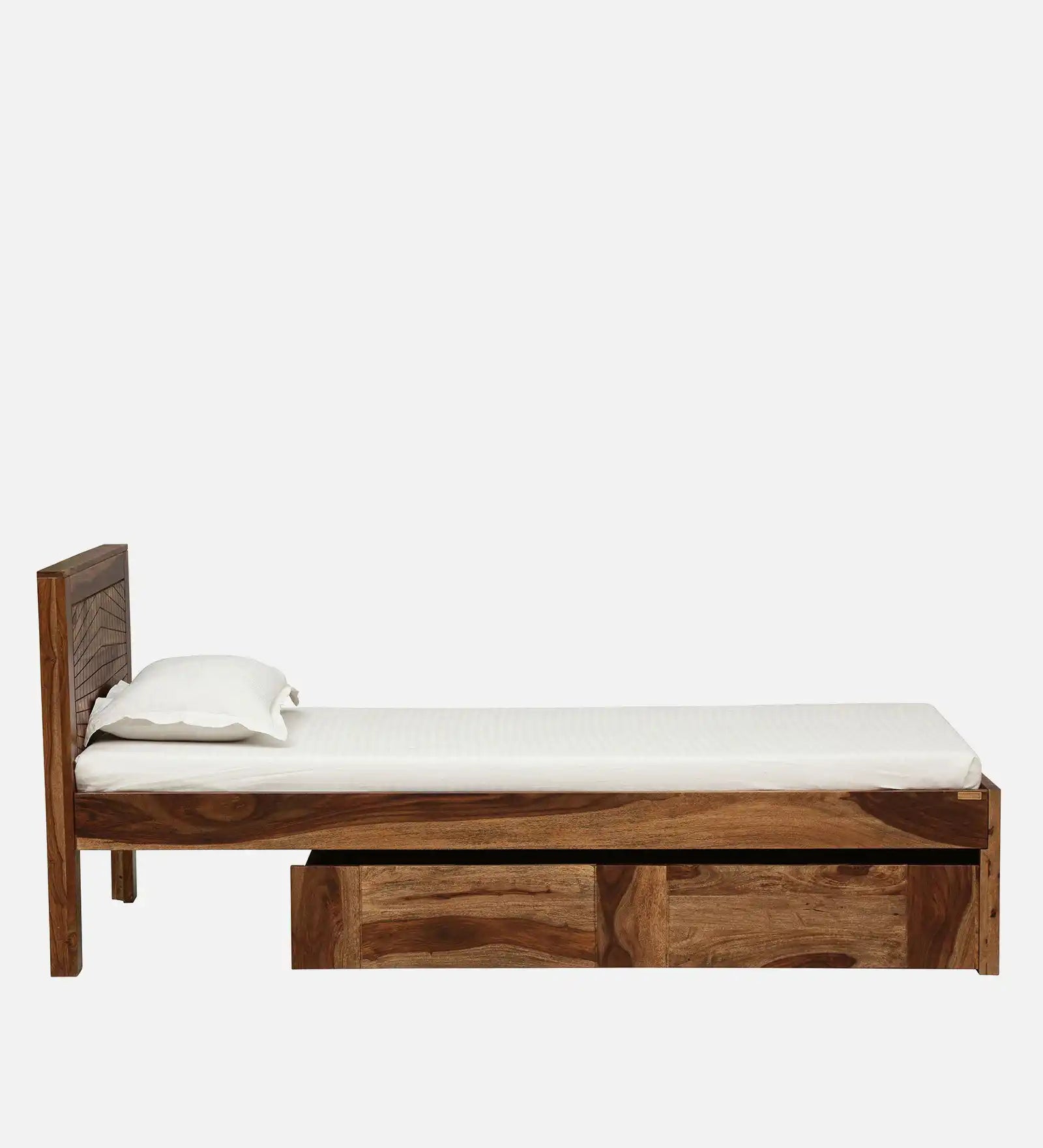 Harmonia Sheesham Wood Single Bed With Storage