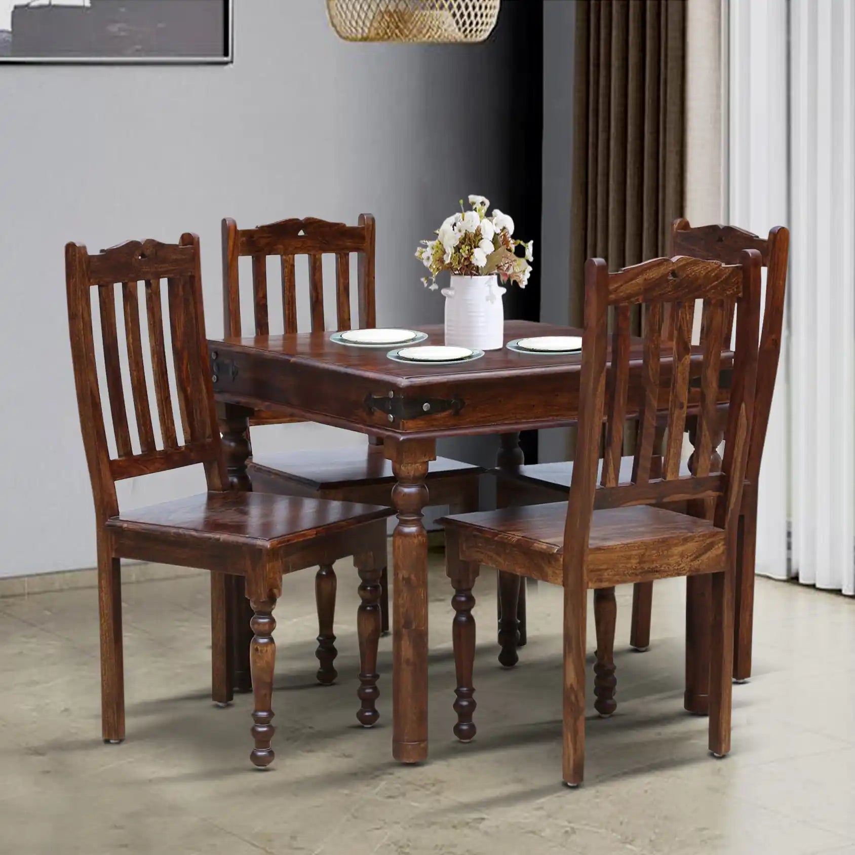 Haveli Solid Sheesham Wood 4 Seater Dining Table Sets