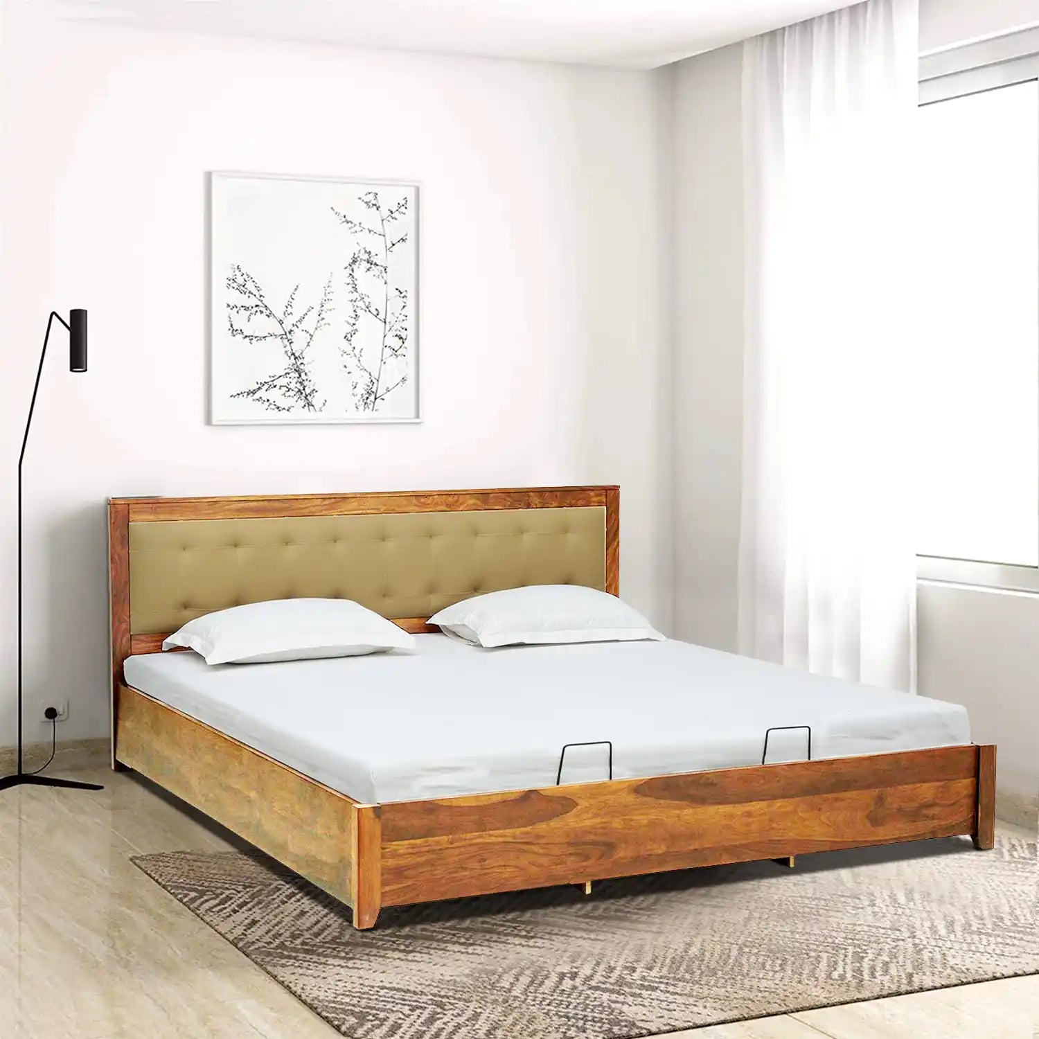 Lucia Sheesham Wood Hydraulic Storage Beds