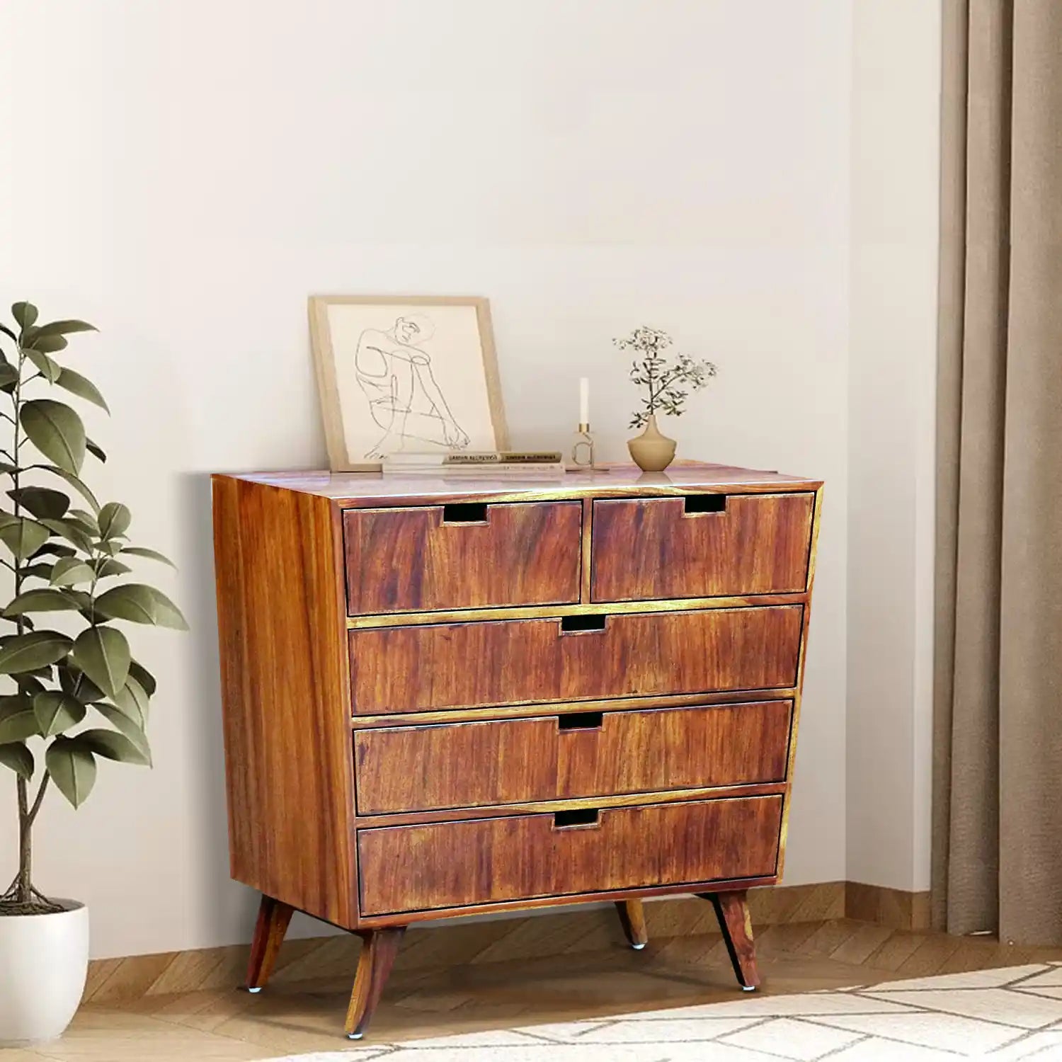 Mario Solid Sheesham Wood Chest of Drawers