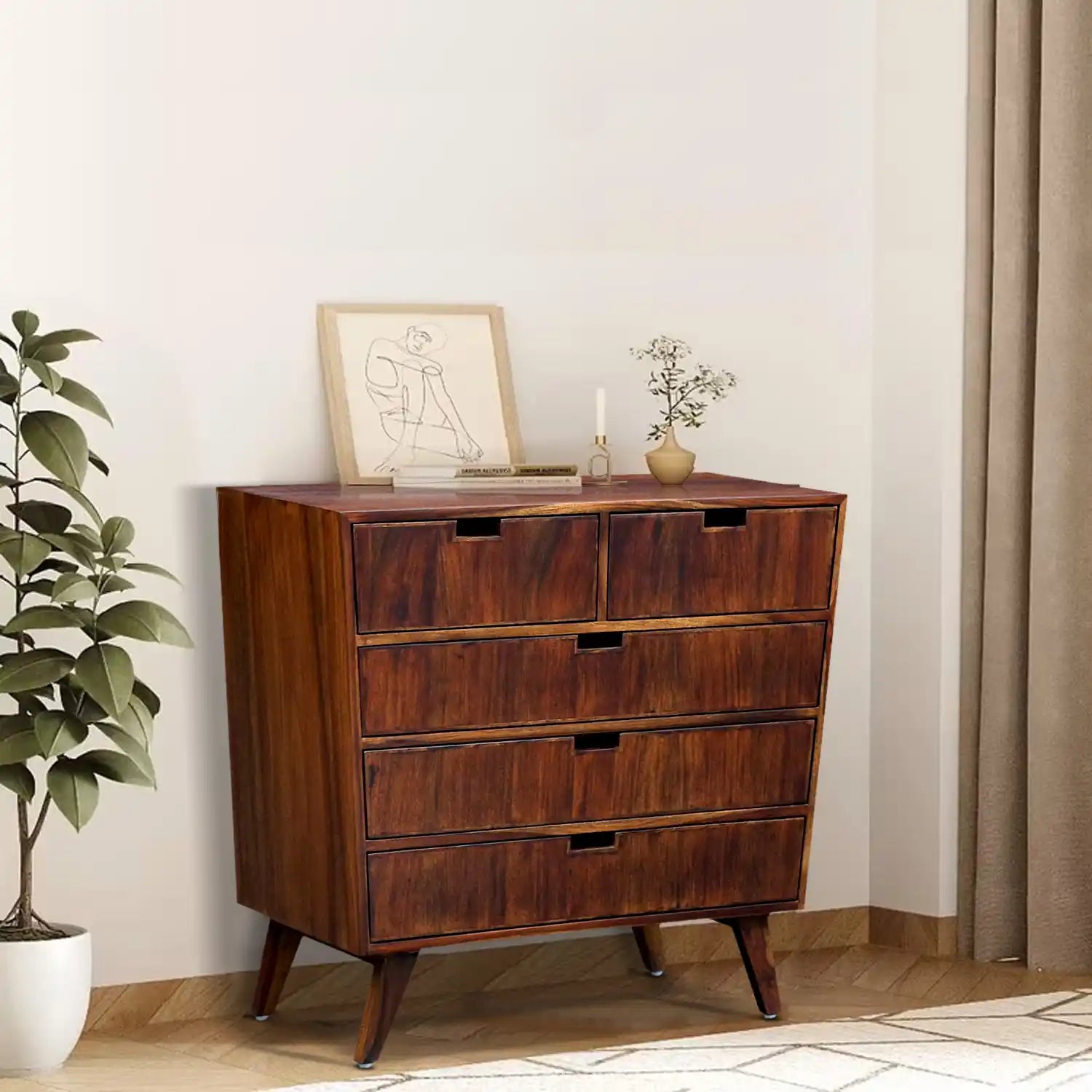 Mario Solid Sheesham Wood Chest of Drawers