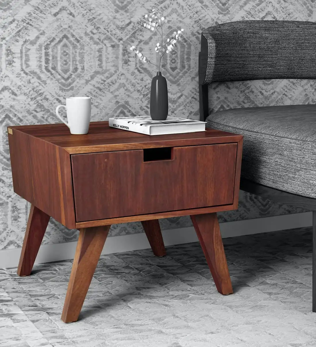 Polremo Wooden End Table with Drawer