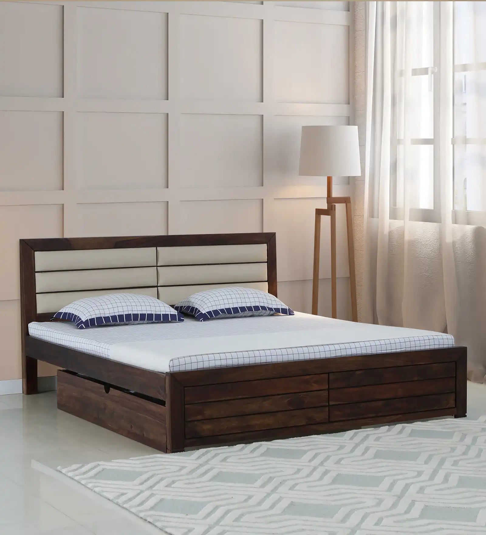 Moscow Indian Rosewood Storage Beds with Drawer