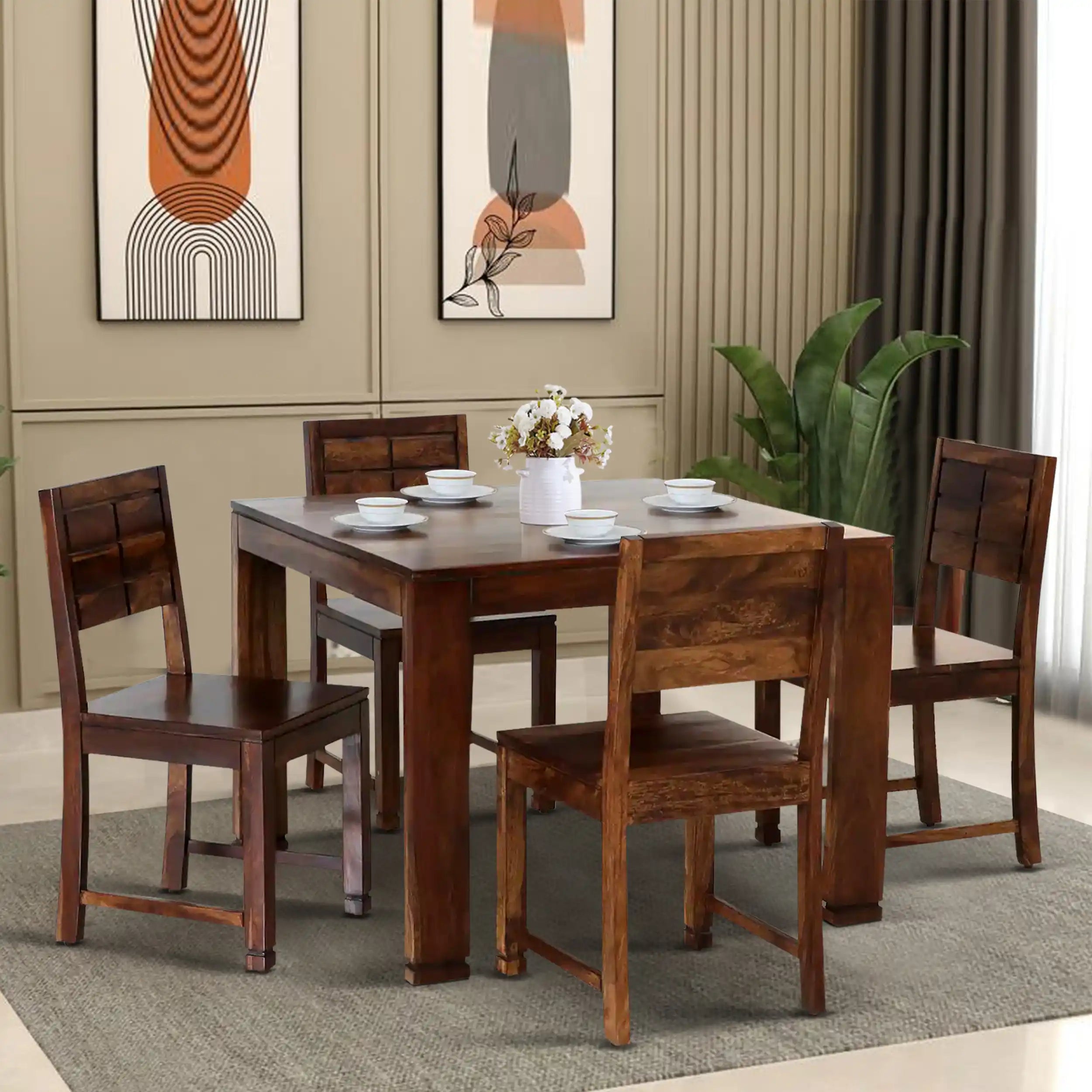 Moscow Luxury Sheesham Wood 4 Seater Dining Table Sets