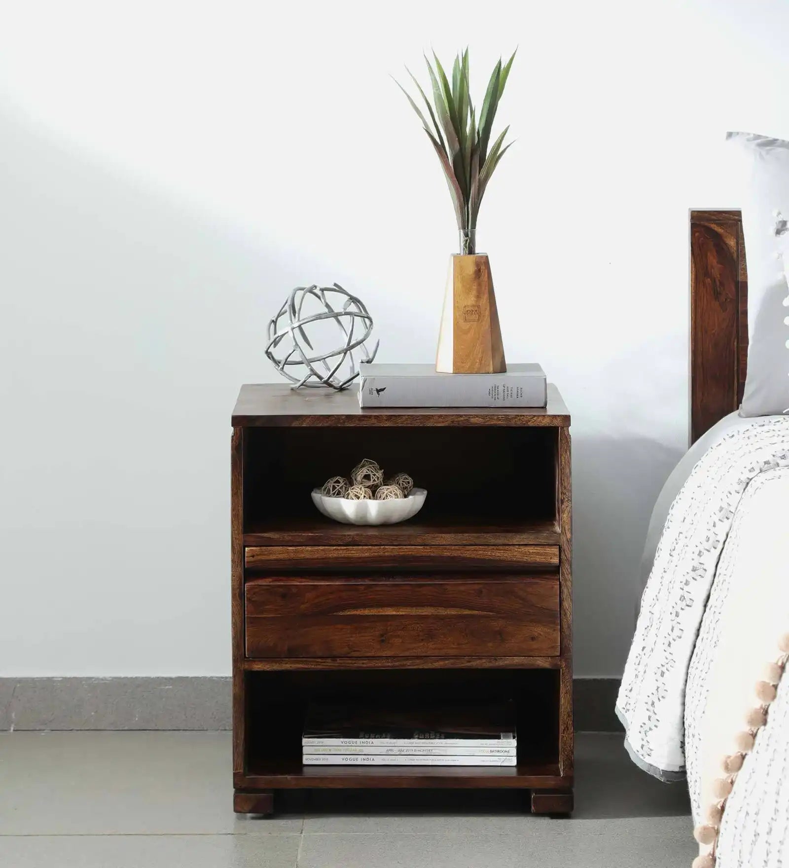 Moscow Nightstand Bedside Table in Natural Wood