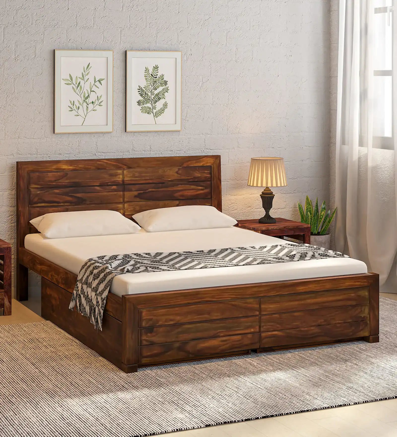 Moscow Modern Solid Wood King Size Drawer Storage Beds
