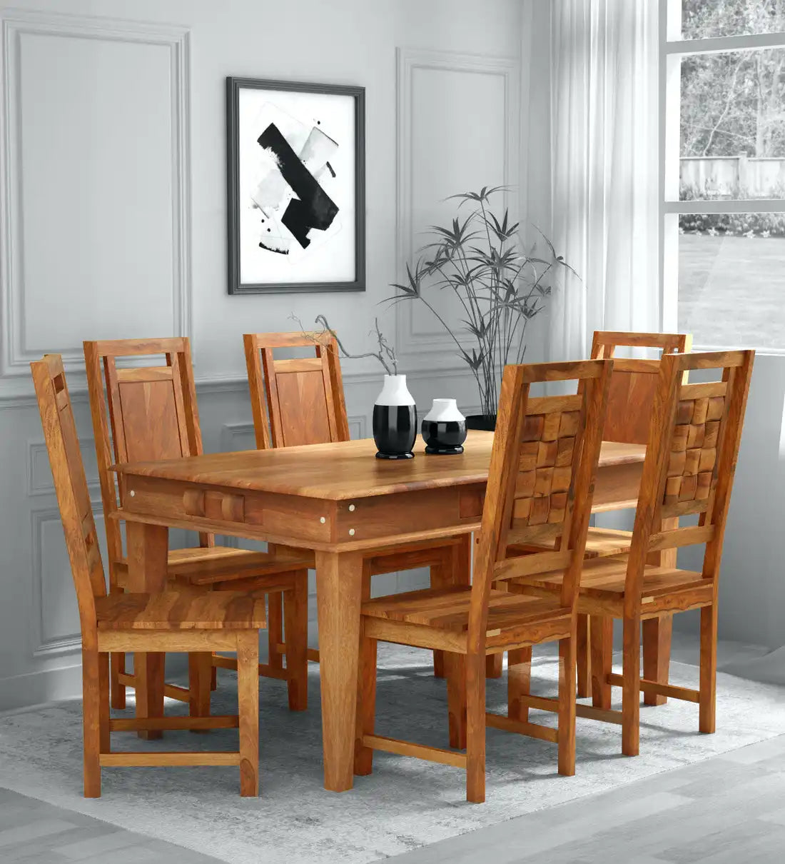 Niware Solid Sheesham Wood 6 Seater Dining Sets