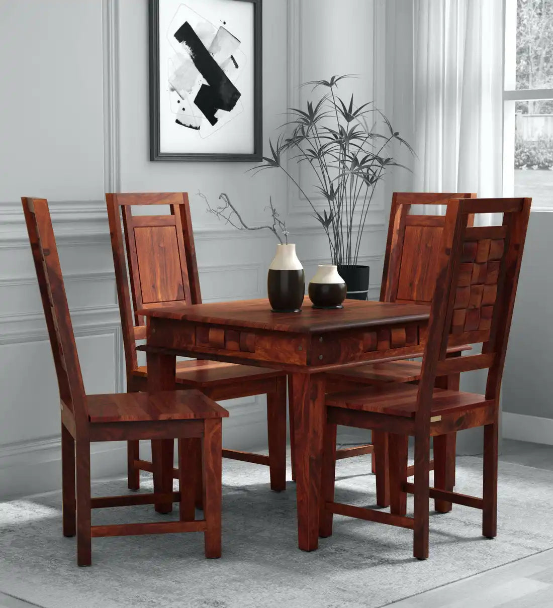 Niware Solid Wood Sheesham 4 Seater Dining Table Sets