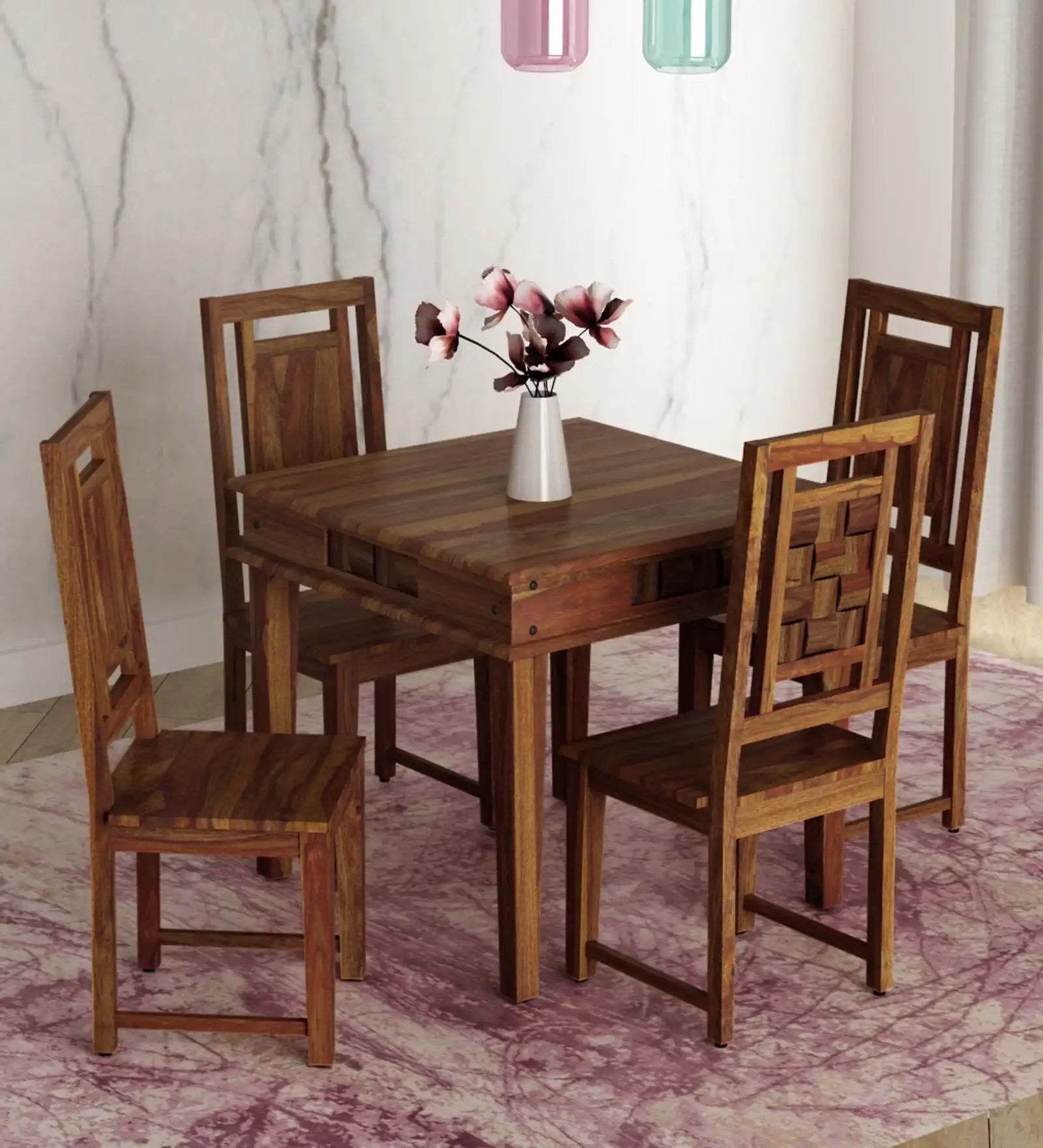 Niware Solid Wood Sheesham 4 Seater Dining Table Sets