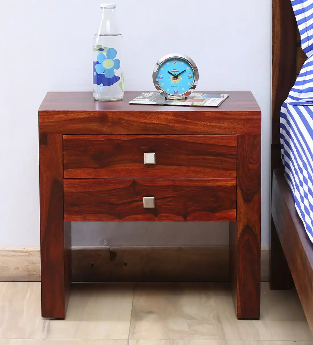 Ontorio Solid Wood Bedside Table For Bedroom