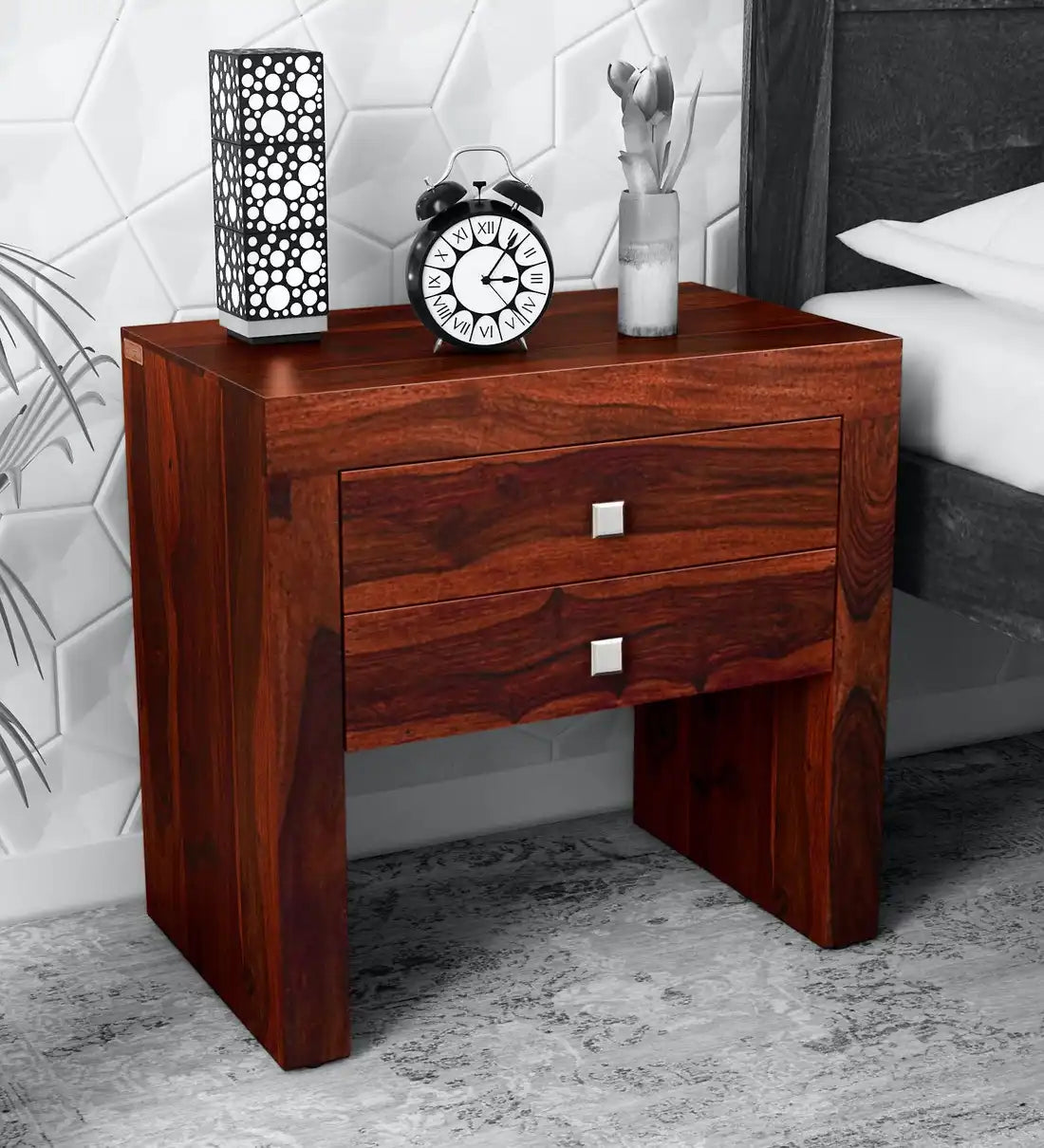 Ontorio Solid Wood Bedside Table For Bedroom