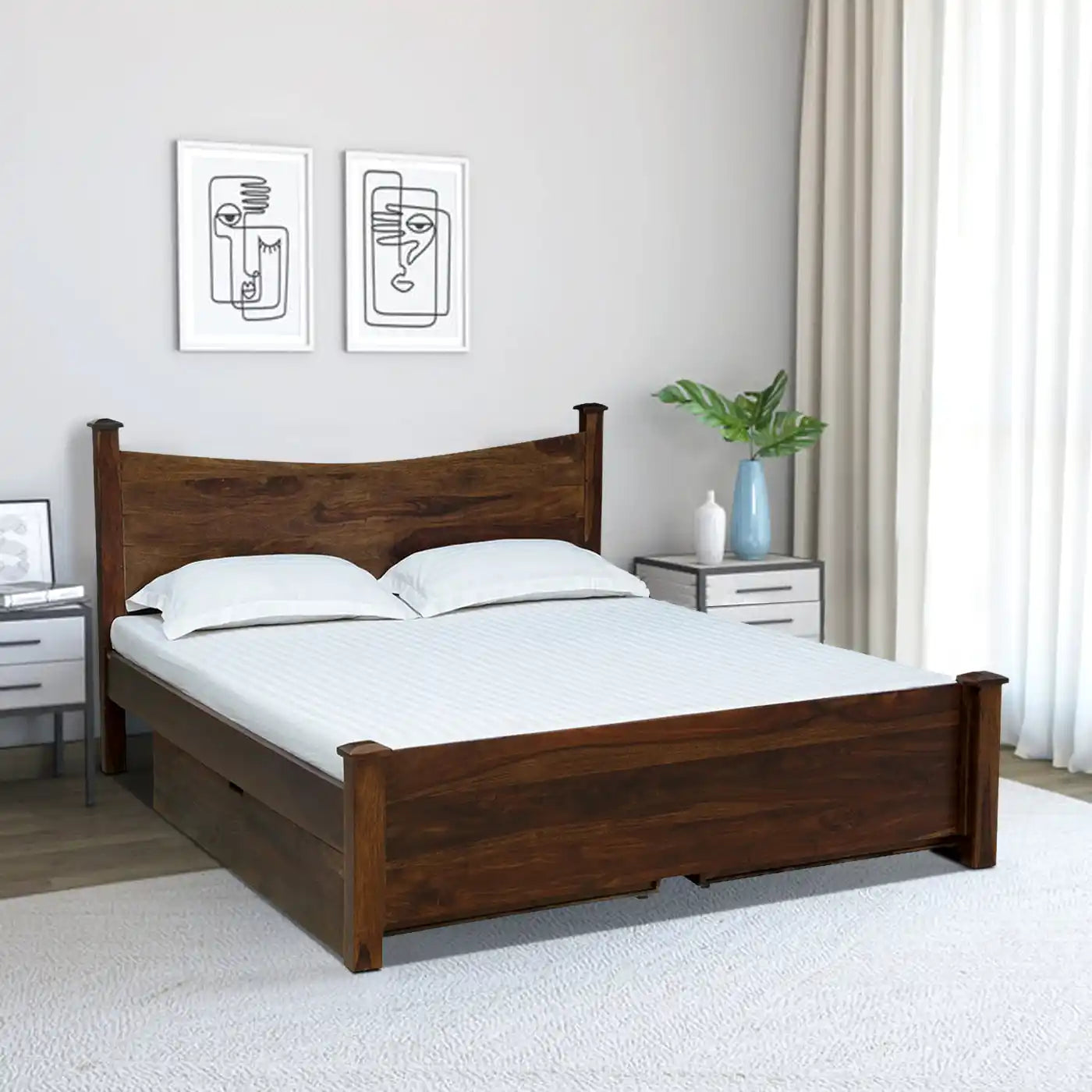 Polo Solid Sheesham Wood Storage Beds