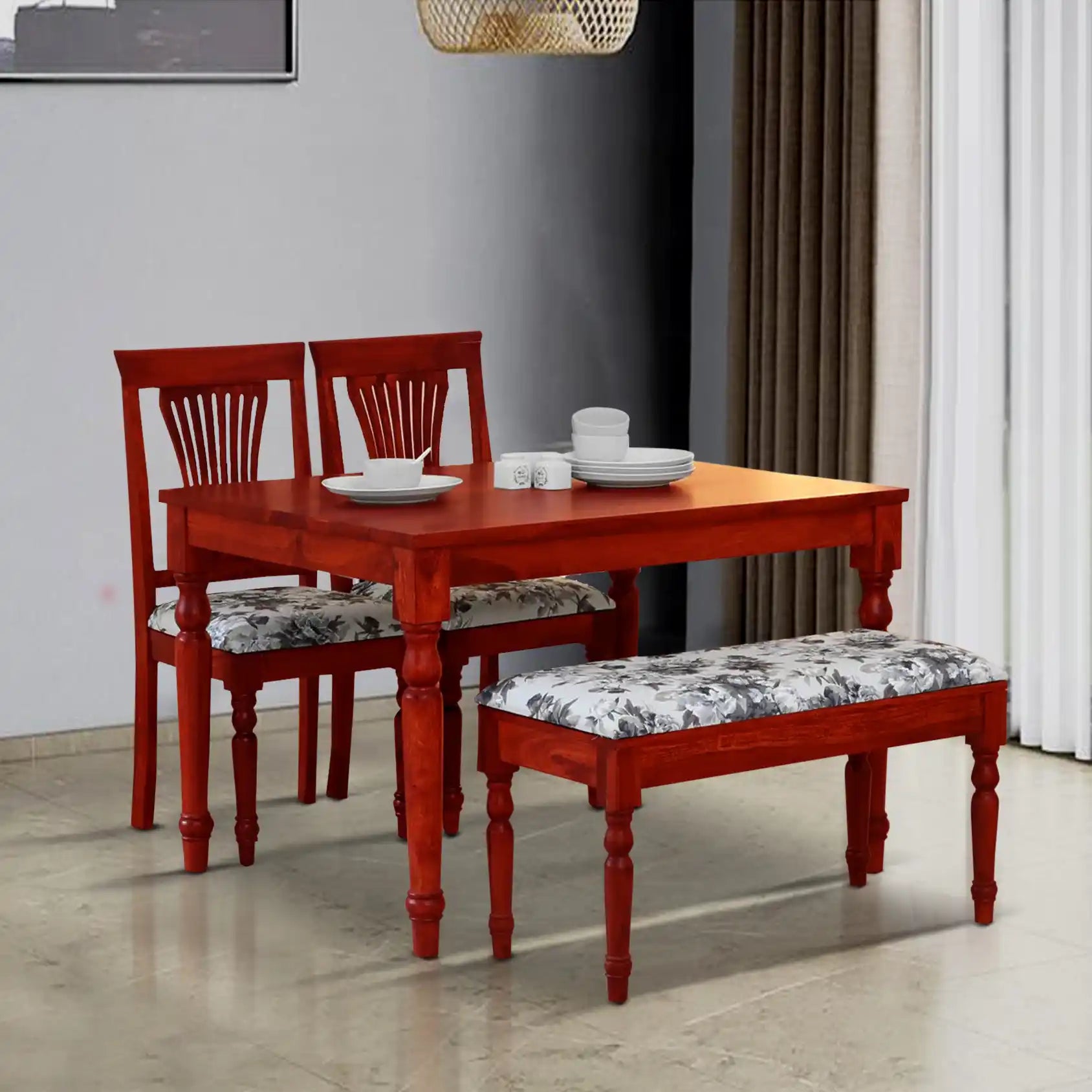 Sheerel Solid Sheesham Wood 4 Seater Dining Set