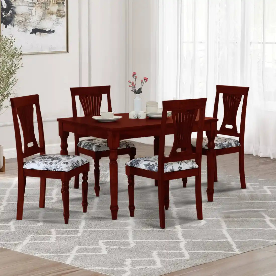 Sheerel Solid Wood 4 Seater Dining Set