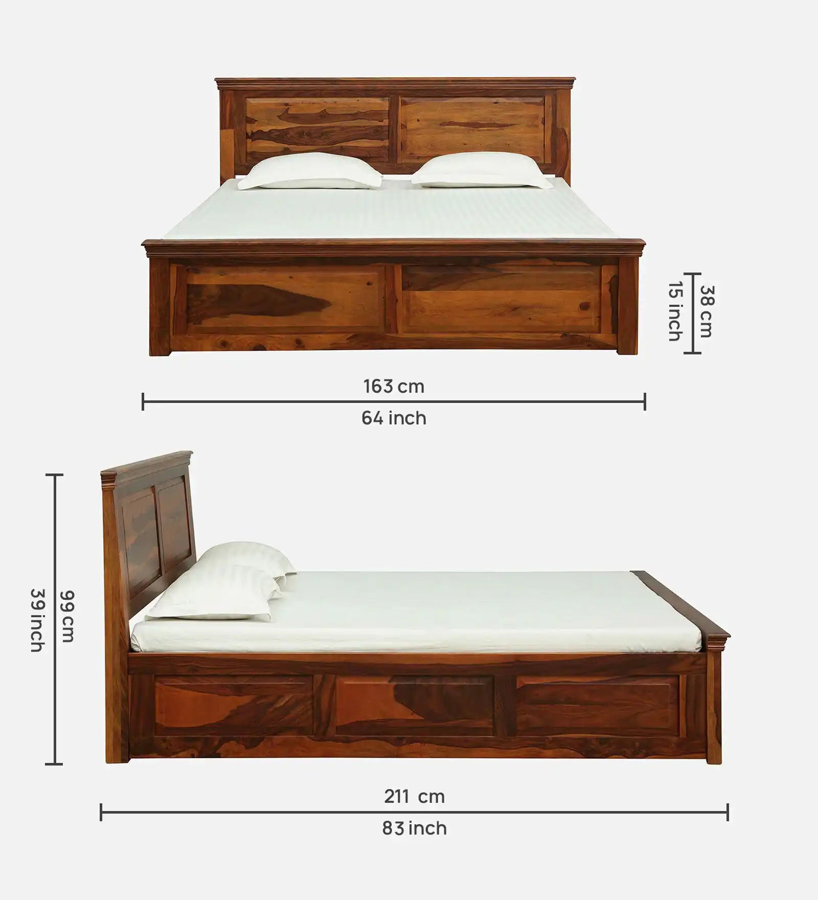 Kanishka Solid Sheesham Wood Storage Beds