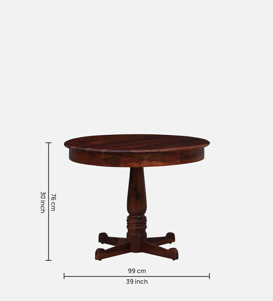 Sheerel Solid Wood 4 Seater Round Dining Table In Honey Oak Finish - By Rajwada - Rajwada Furnish