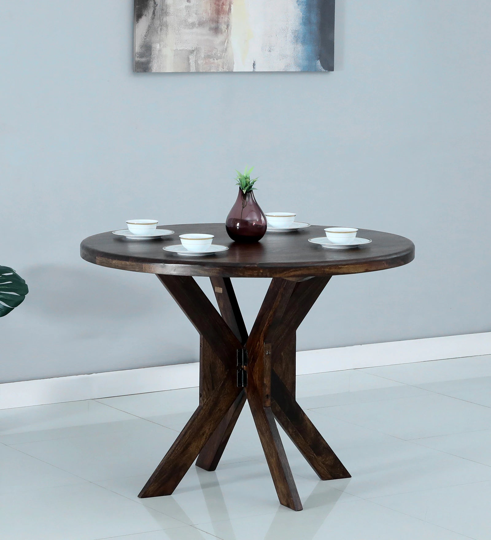 Drew Solid Wood 4 Seater Compact Dining Table in Provincial Teak Finish by Rajwada - Rajwada Furnish