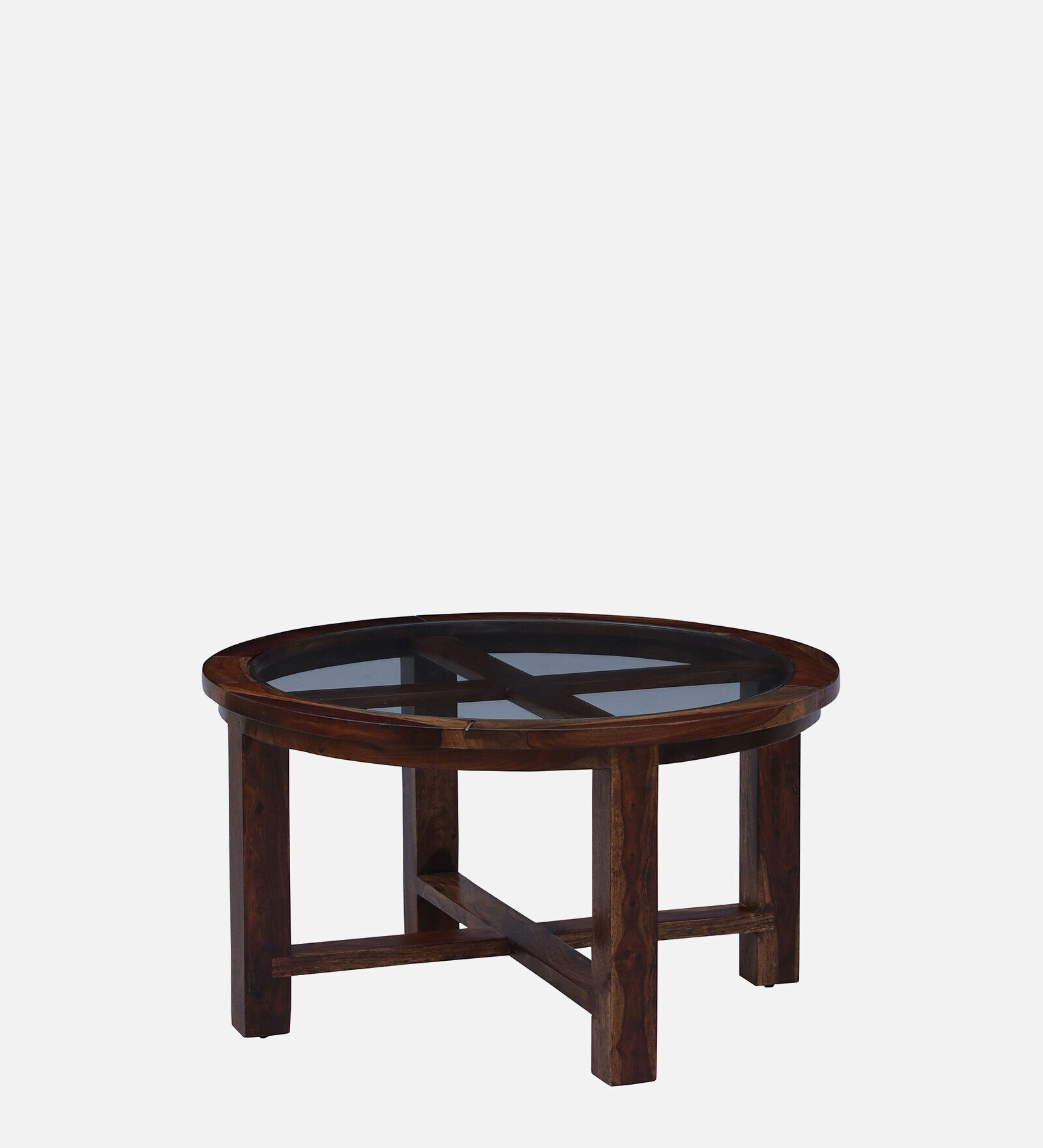 Floyd Solid Wood 4 Seater Coffee Table Set with Cushioned Seat in Provincial Teak Finish by Rajwada - Rajwada Furnish