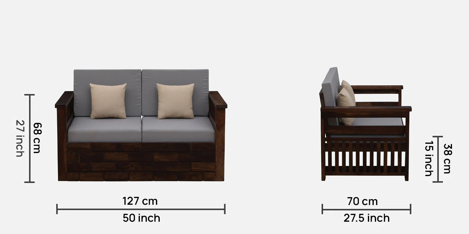 Annei Solid Wood 2 Seater Sofa In Provincial Teak Finish By Rajwada - Rajwada Furnish