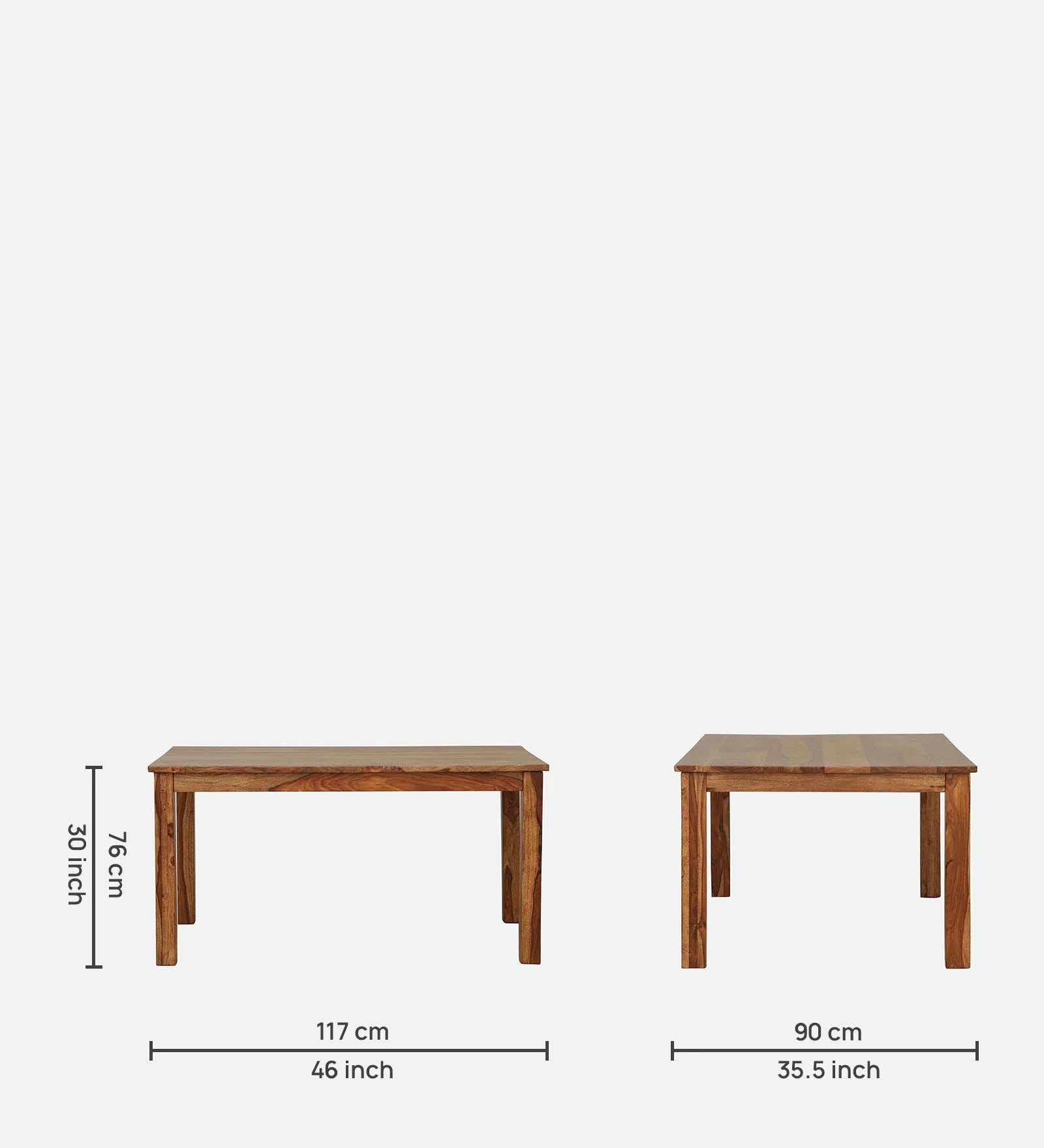Oslo Solid Wood 4 Seater Dining Table In Rustic Teak Finish By Rajwada - Rajwada Furnish